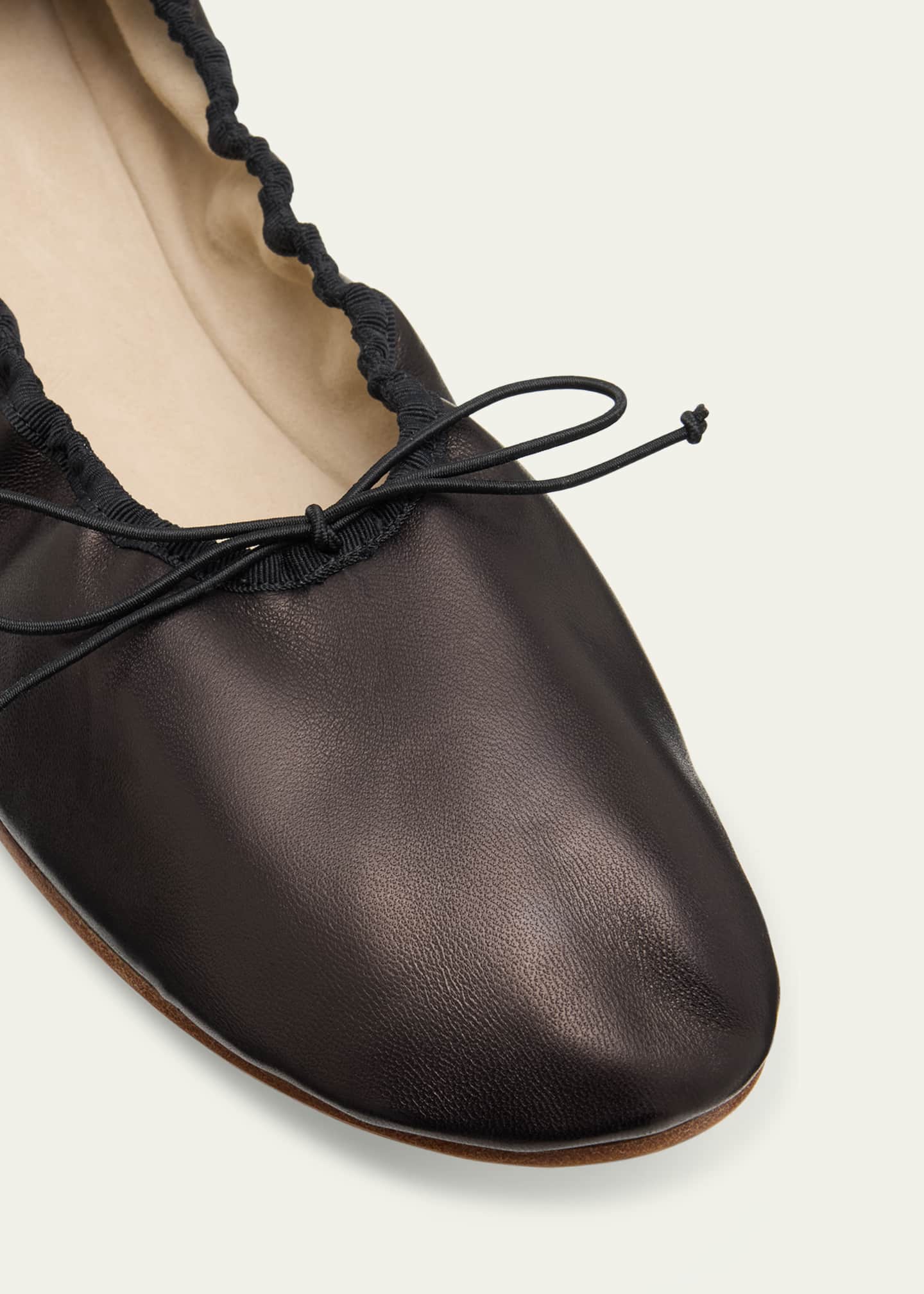 Leather Bow Ballerina Flats