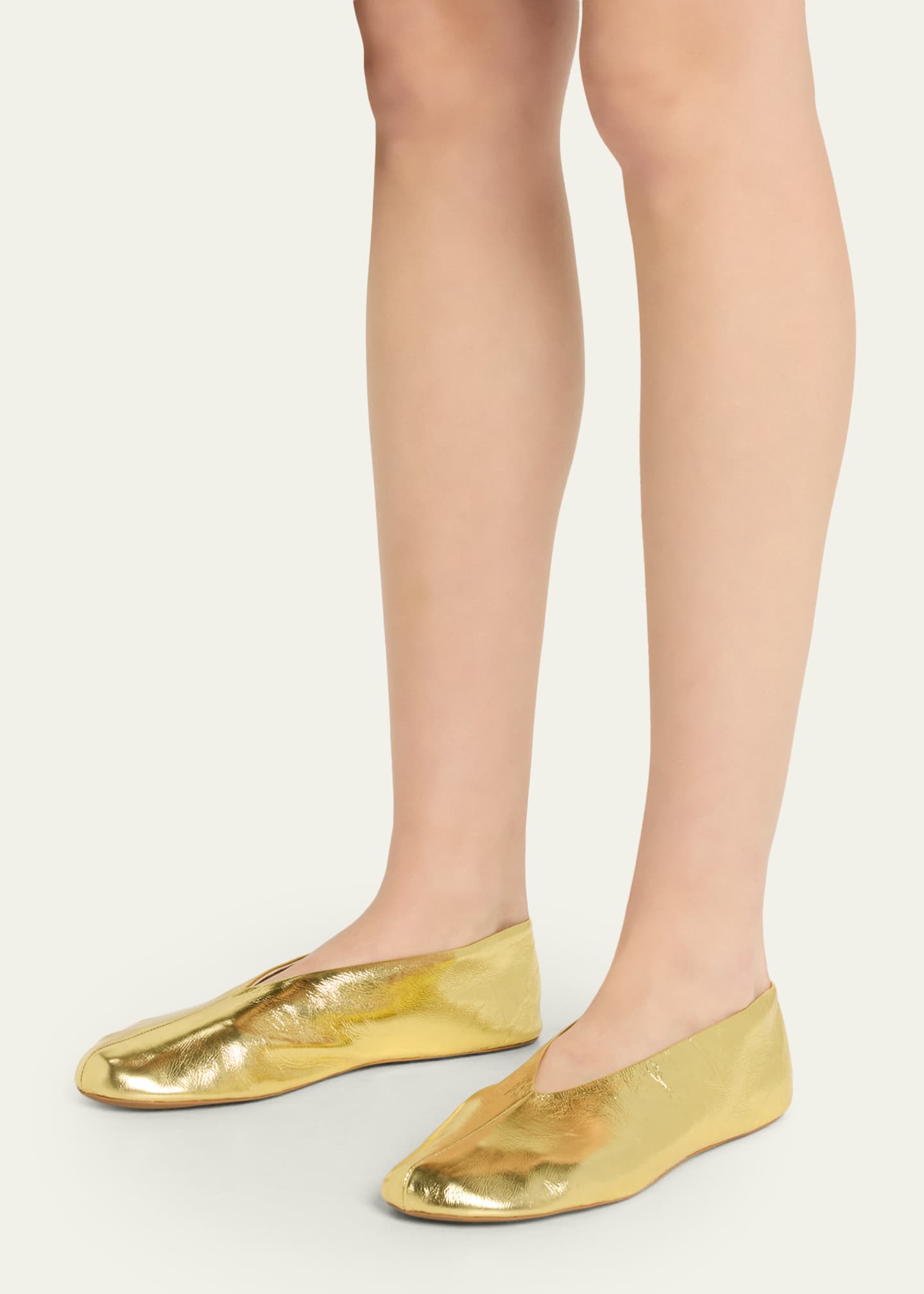 The Row 布バレリーナ 38 THE ROW Stella Metallic Leather Ballerina Slippers - Bergdorf Goodman