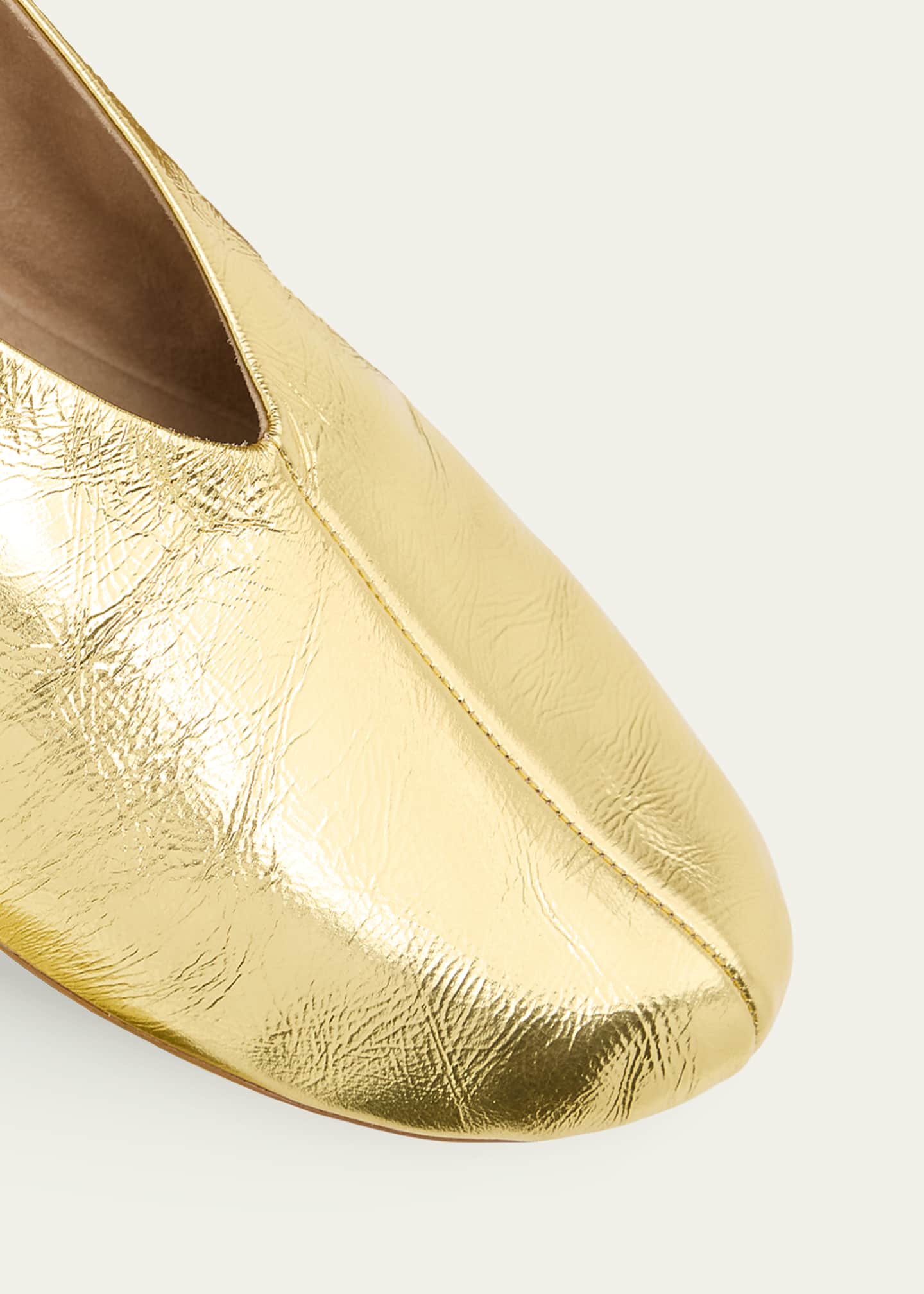 THE ROW Stella Metallic Leather Ballerina Slippers