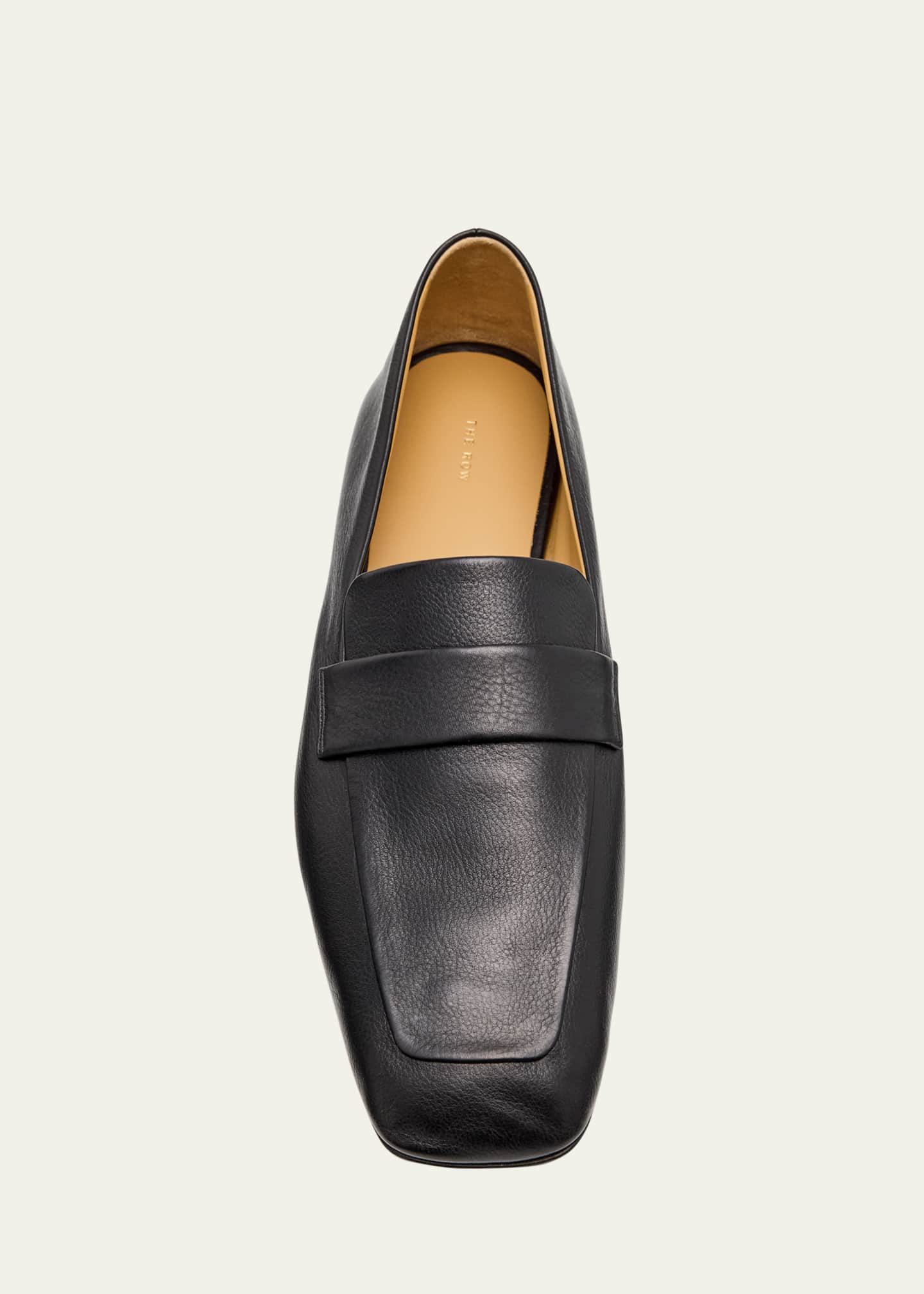 THE ROW Leather Square-Toe Loafers - Bergdorf Goodman