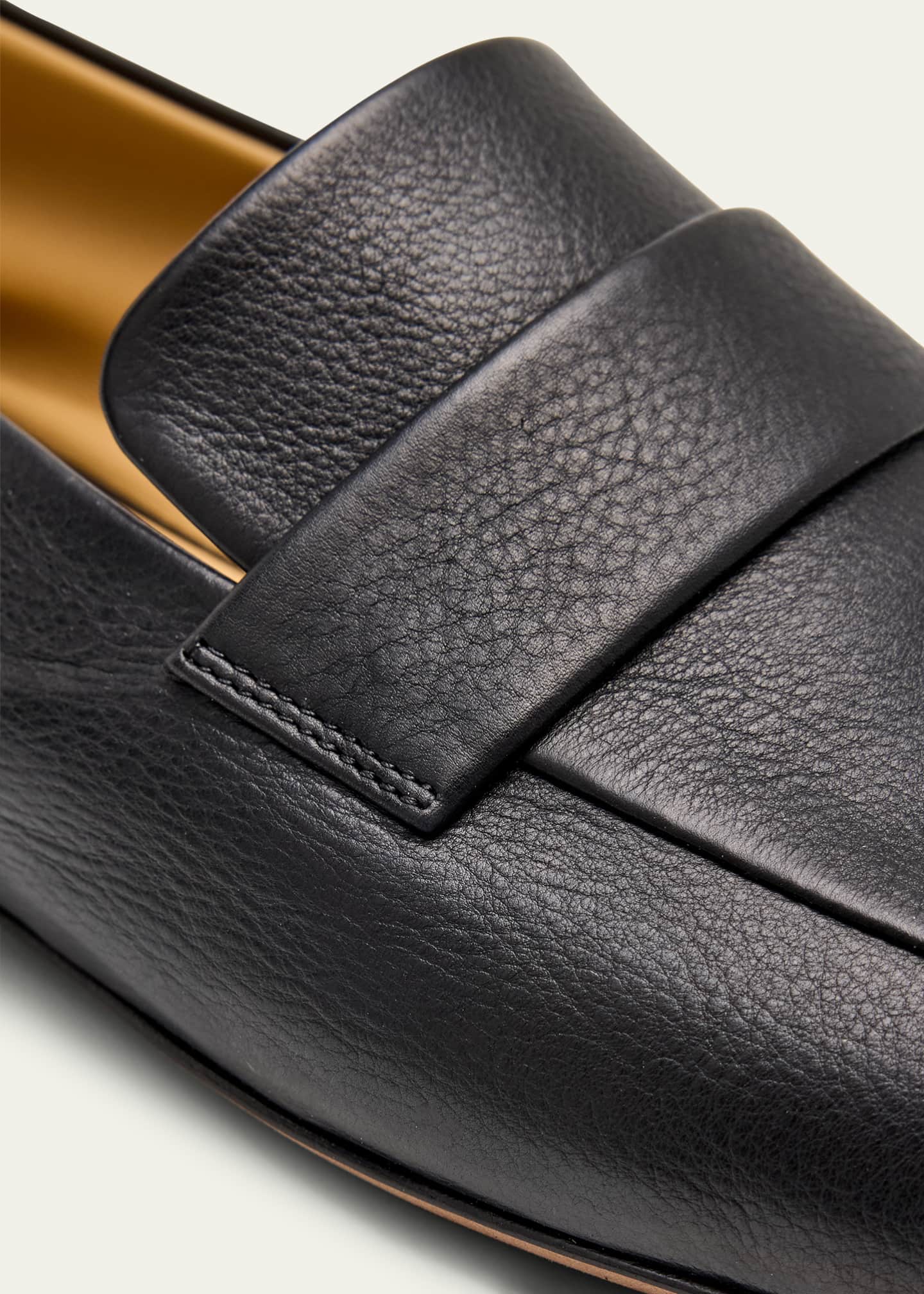 THE ROW Leather Square-Toe Loafers - Bergdorf Goodman