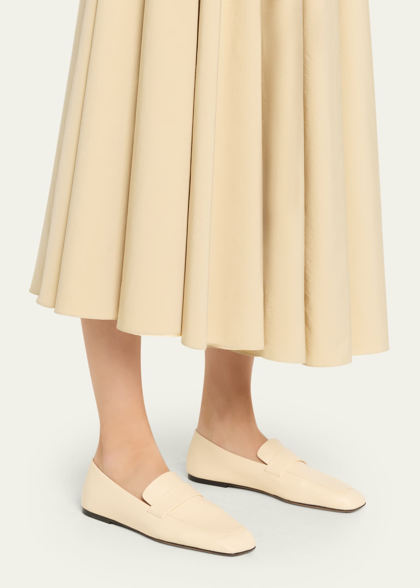 THE ROW Leather Square-Toe Loafers - Bergdorf Goodman