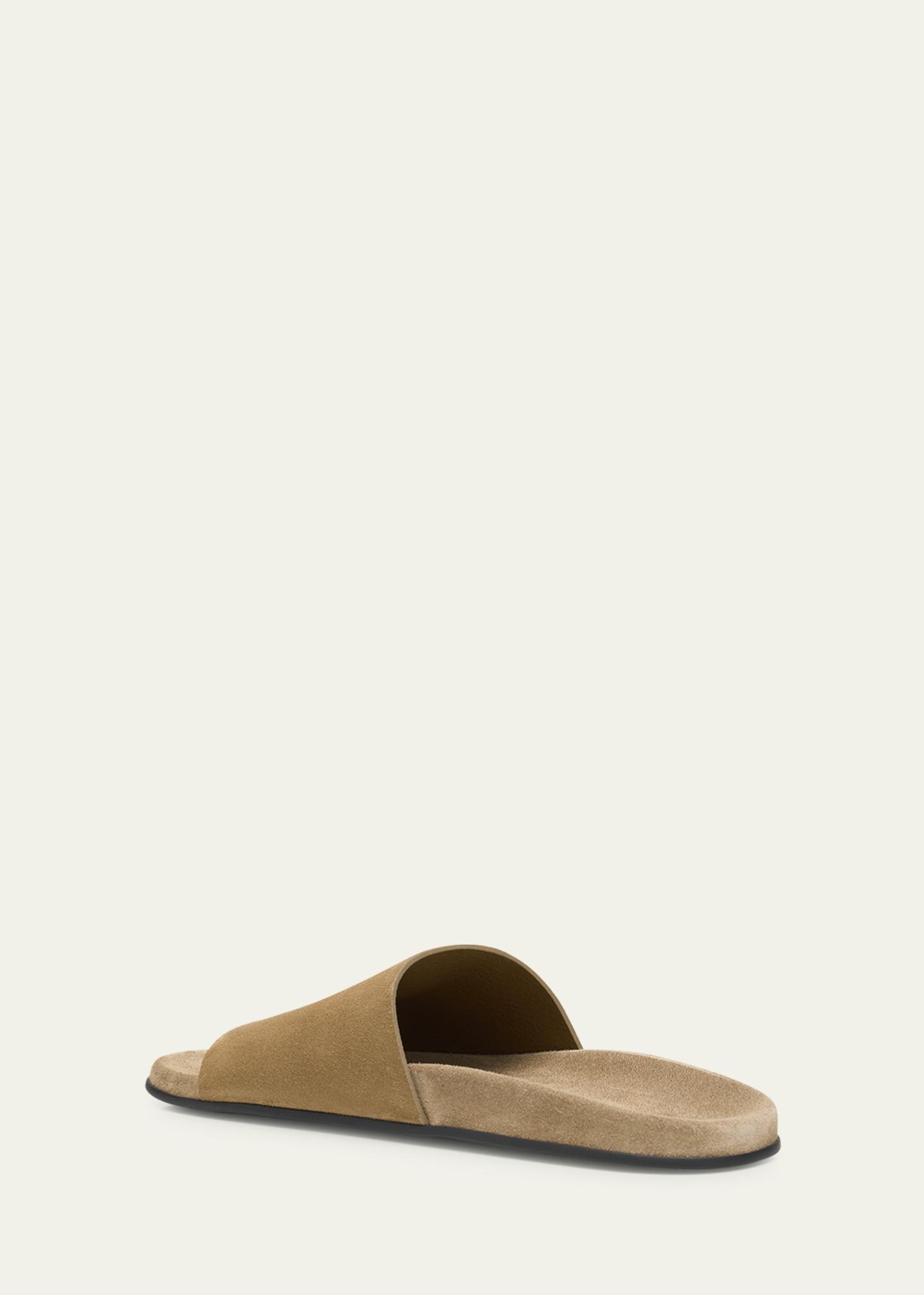 The Row Hugh Suede Flat Slide Sandals - Bergdorf Goodman