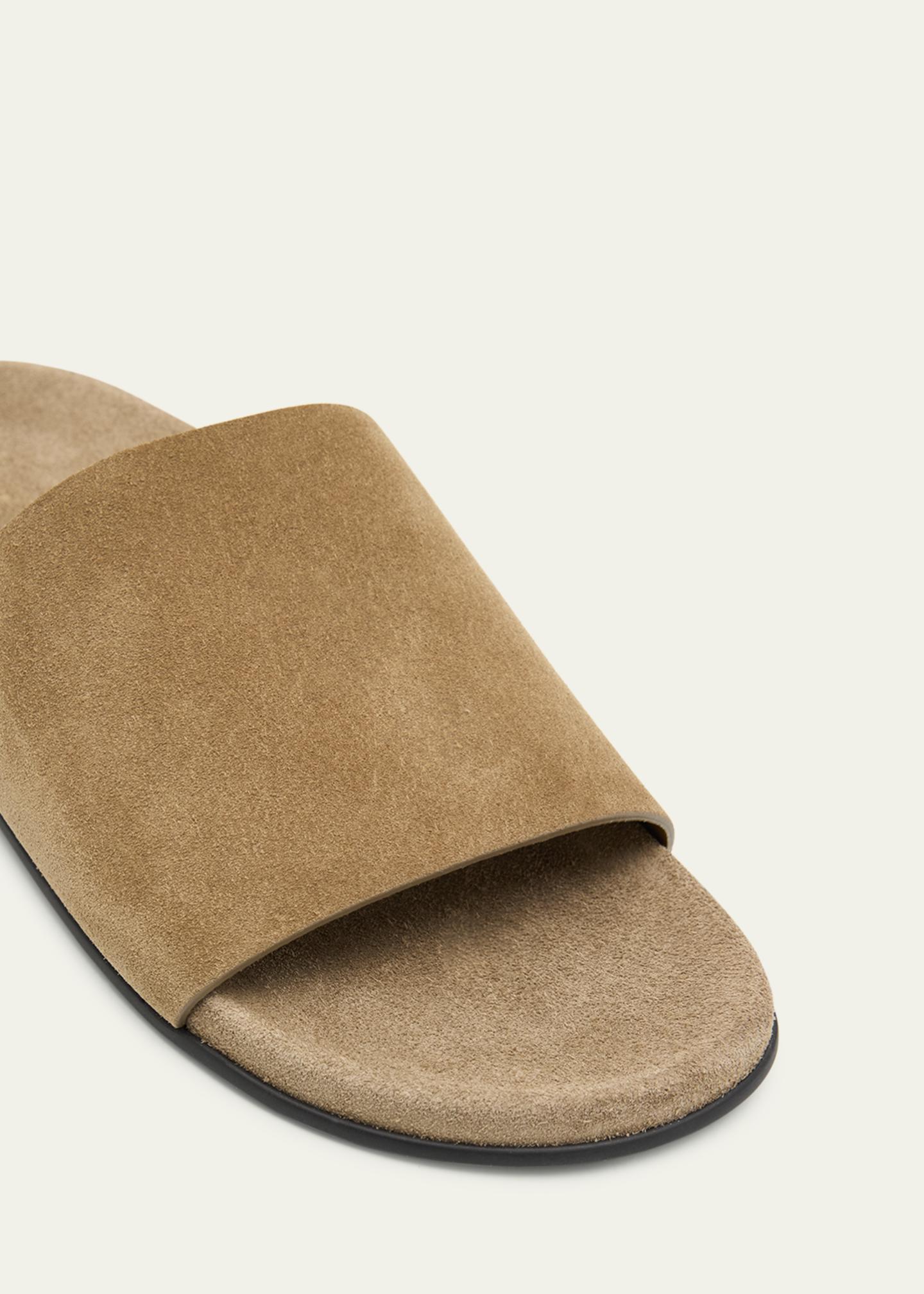 The Row Hugh Suede Flat Slide Sandals - Bergdorf Goodman