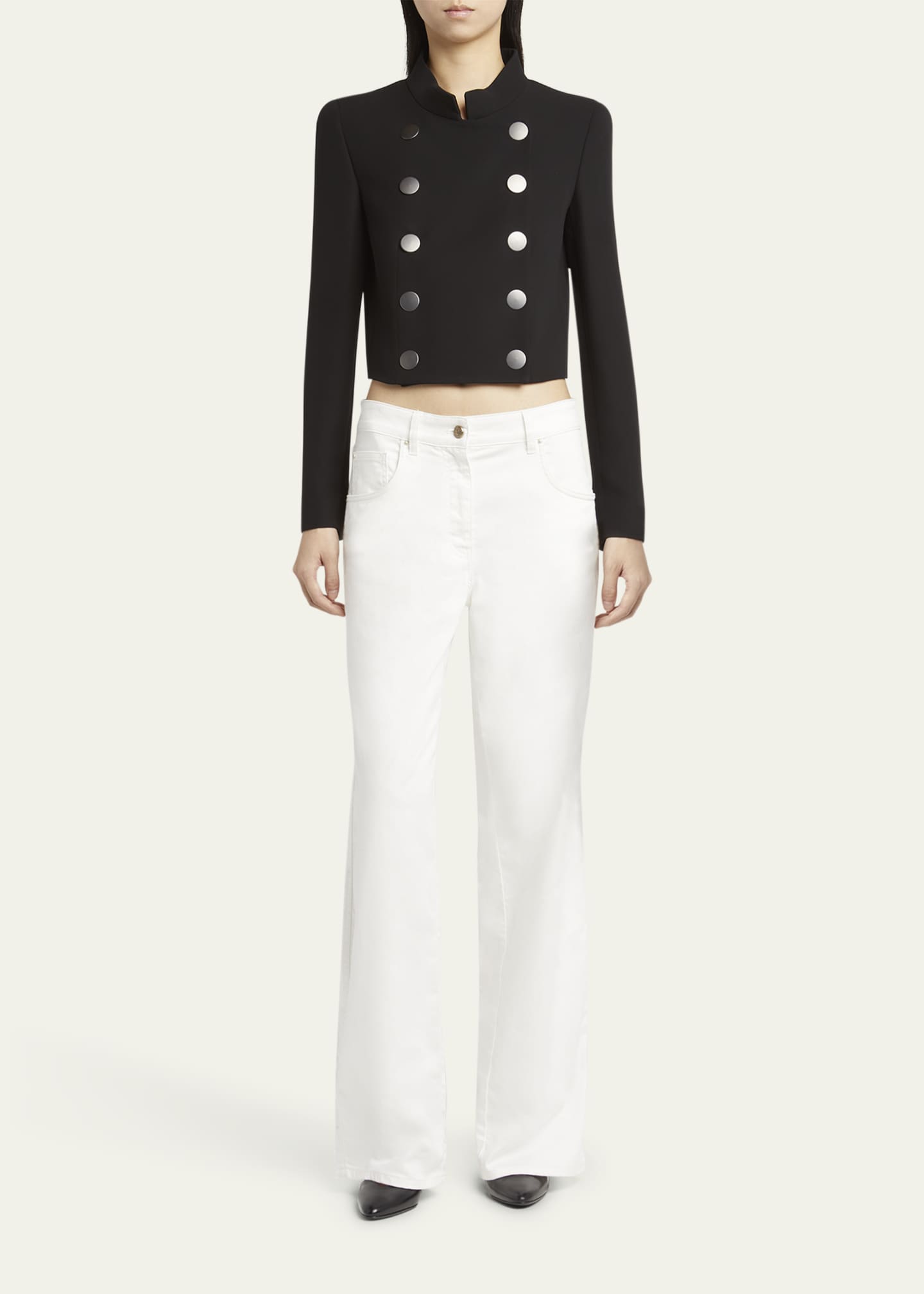 Giorgio Armani Wide Leg Stretch-Cotton Jeans Image 2 of 5