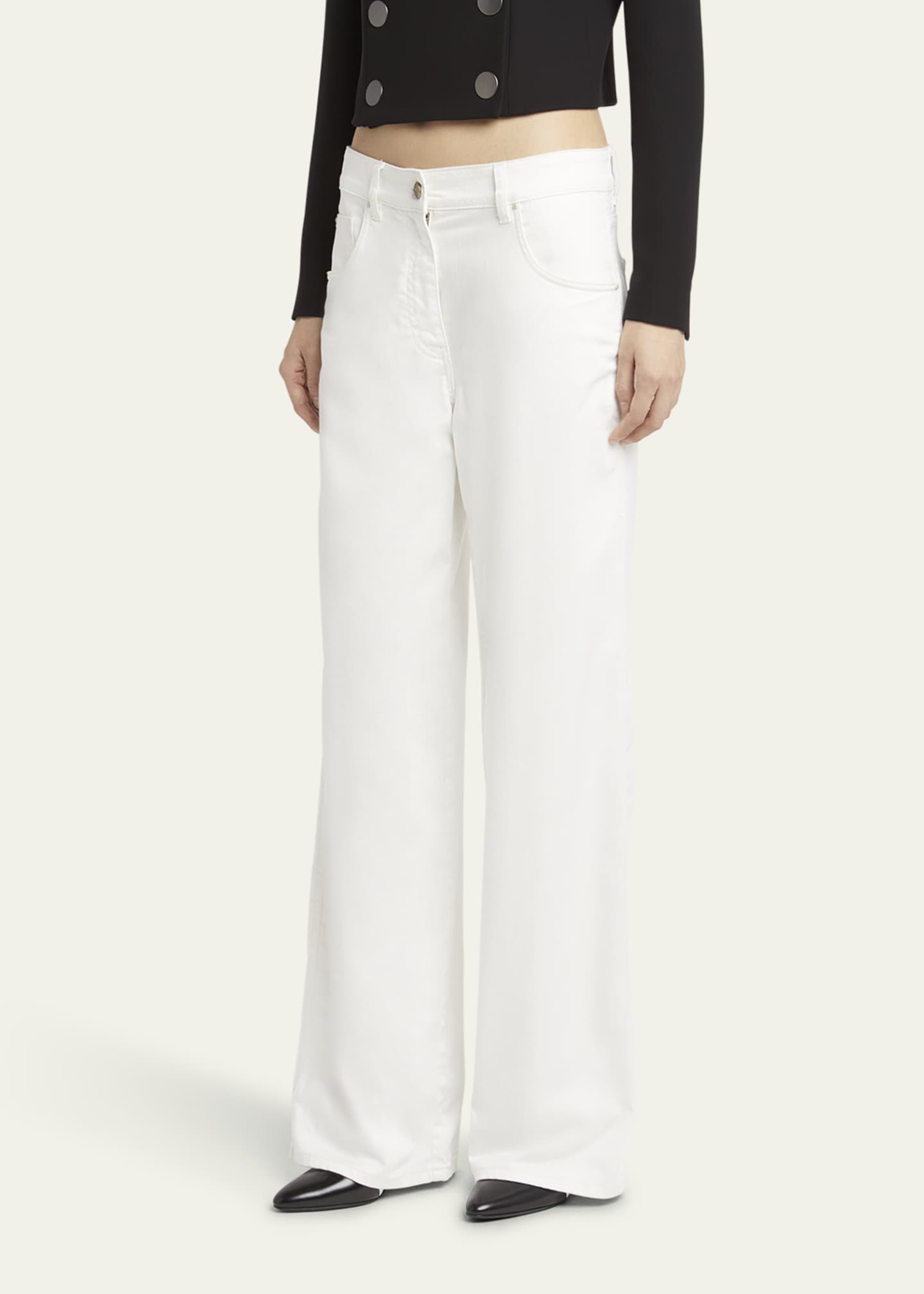 Giorgio Armani Wide Leg Stretch-Cotton Jeans Image 4 of 5