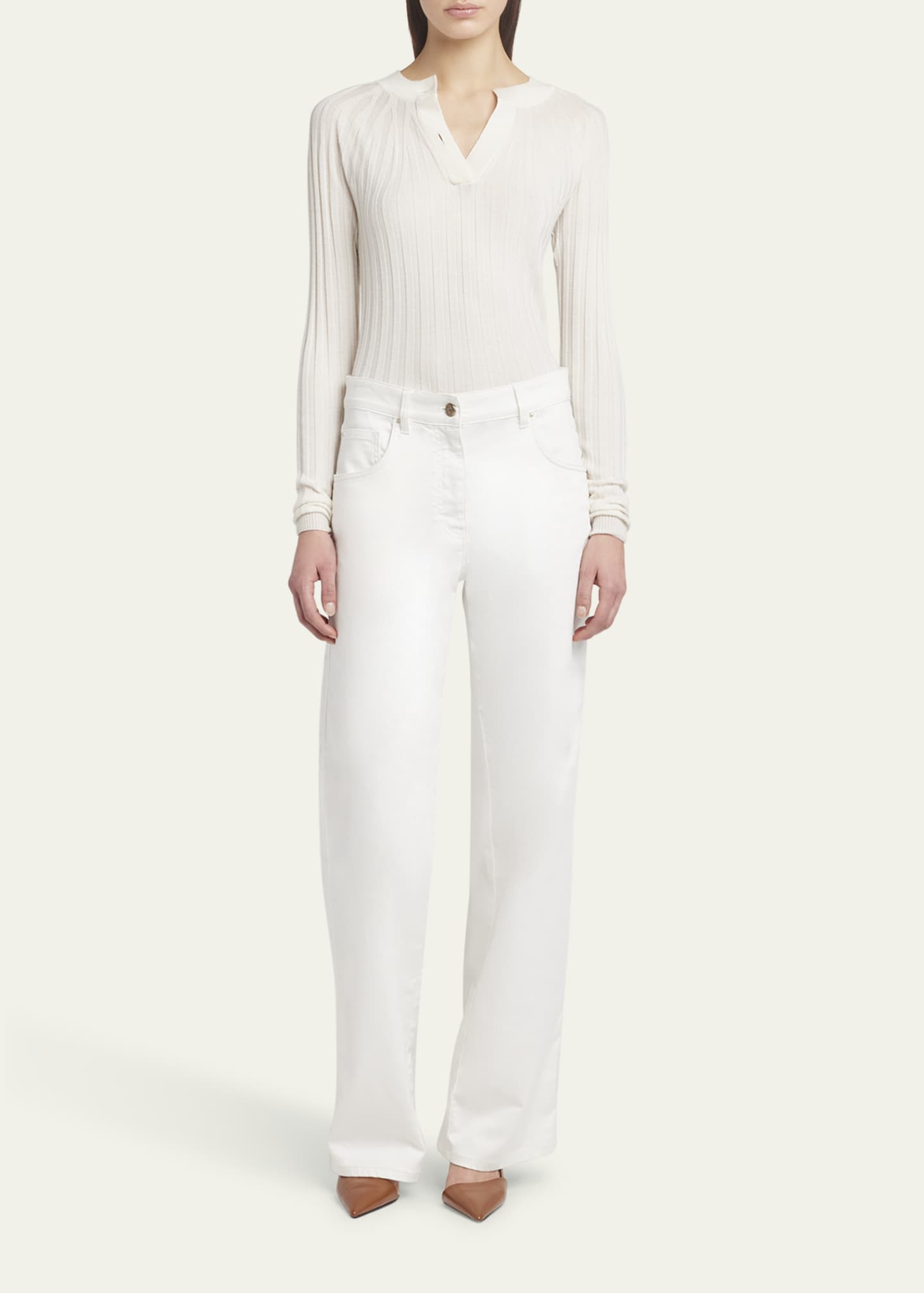 Giorgio Armani Ribbed Cashmere Silk Top Image 2 of 5