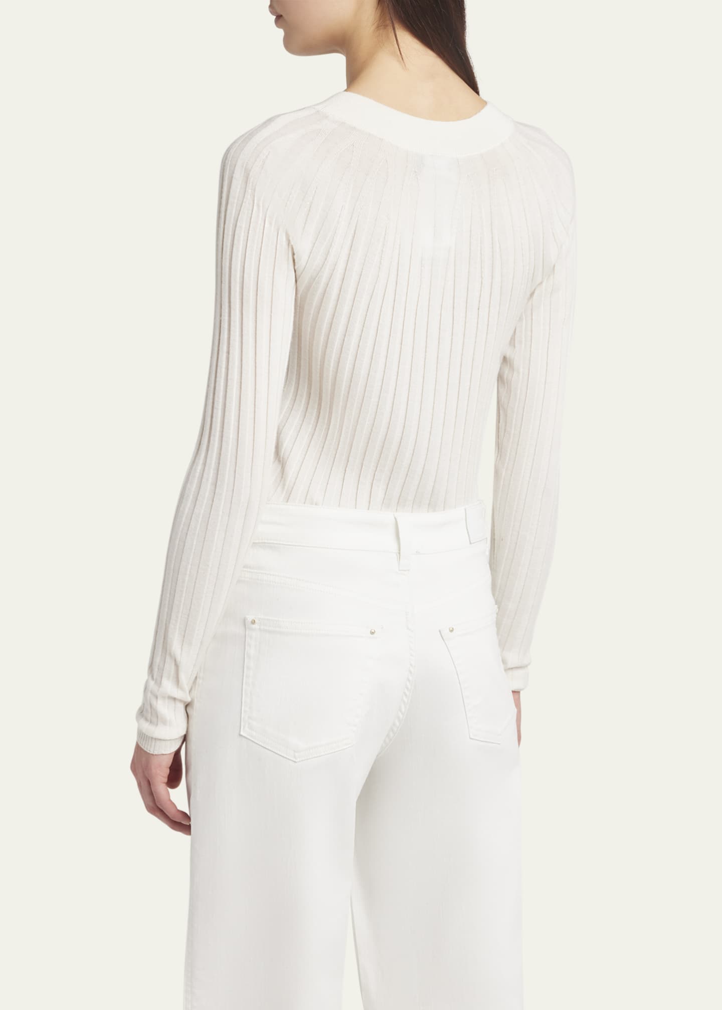 Giorgio Armani Ribbed Cashmere Silk Top Image 3 of 5