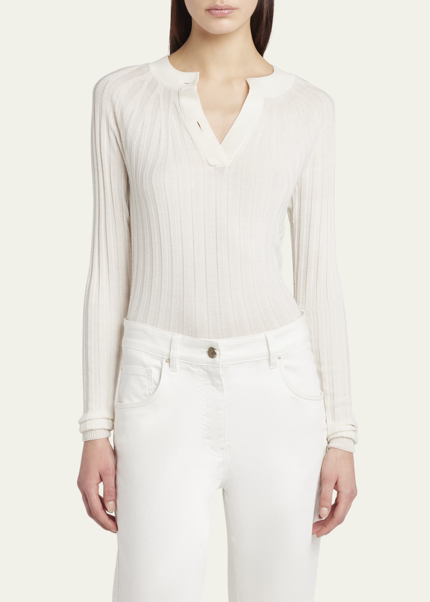 Giorgio Armani Ribbed Cashmere Silk Top Image 4 of 5