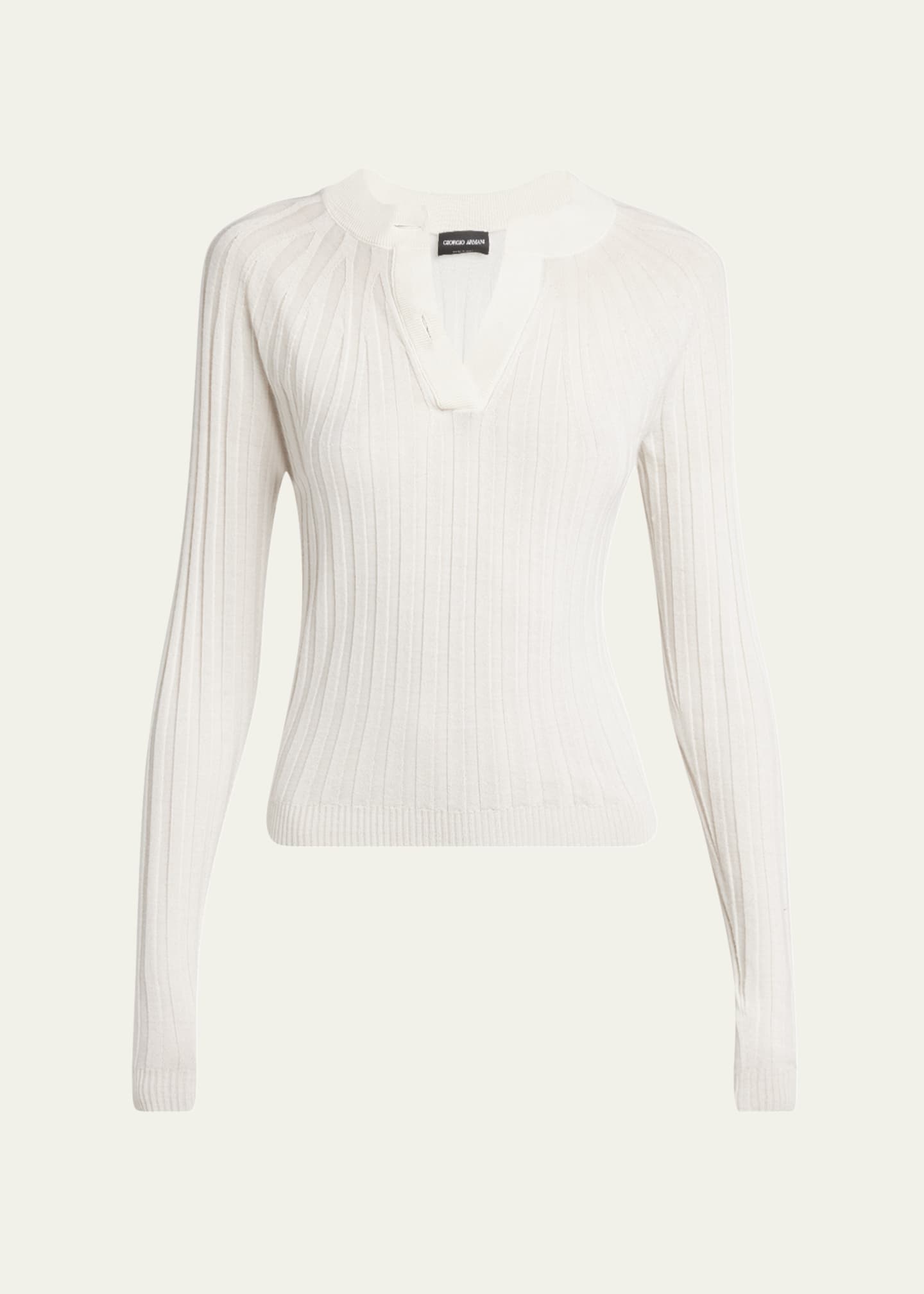 Giorgio Armani Ribbed Cashmere Silk Top Image 1 of 5