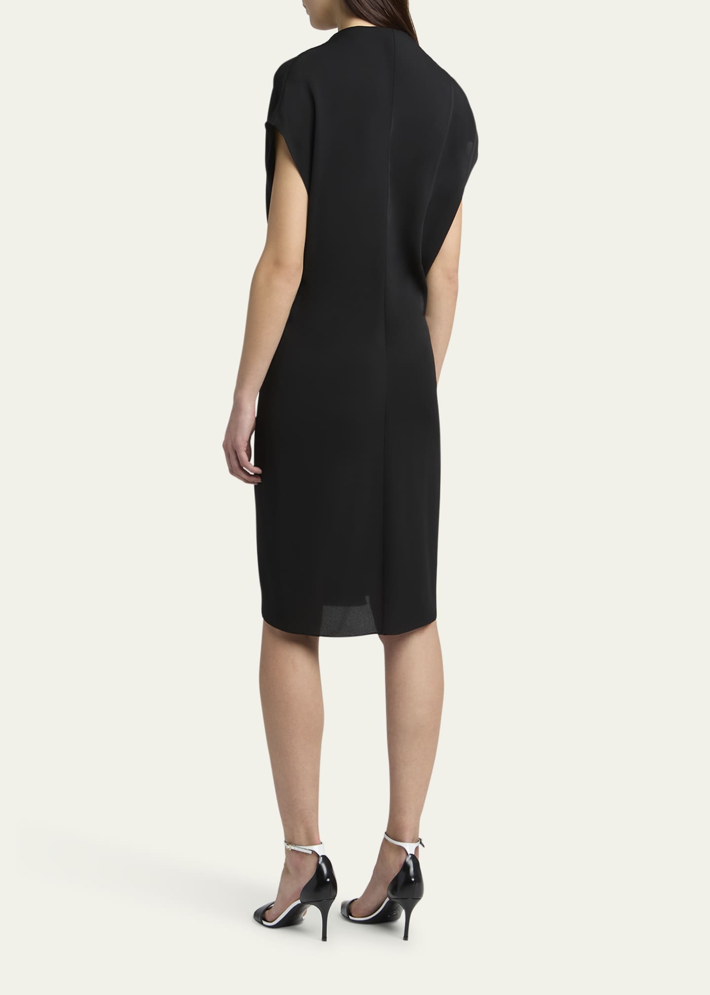 Giorgio Armani Gathered Leather Buckle Silk Dress Image 3 of 5