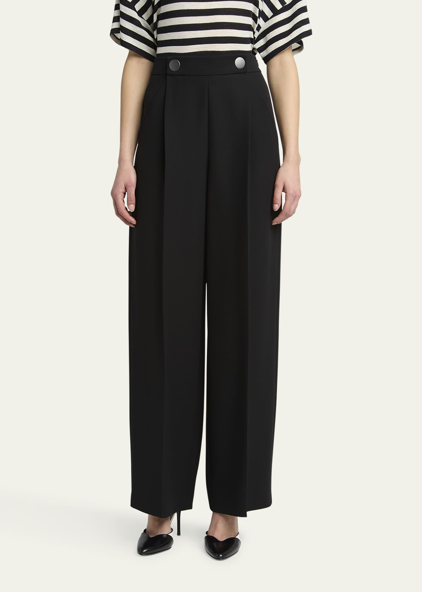 Giorgio Armani Pleated Wide-Leg Silk Cady Trousers Image 4 of 5