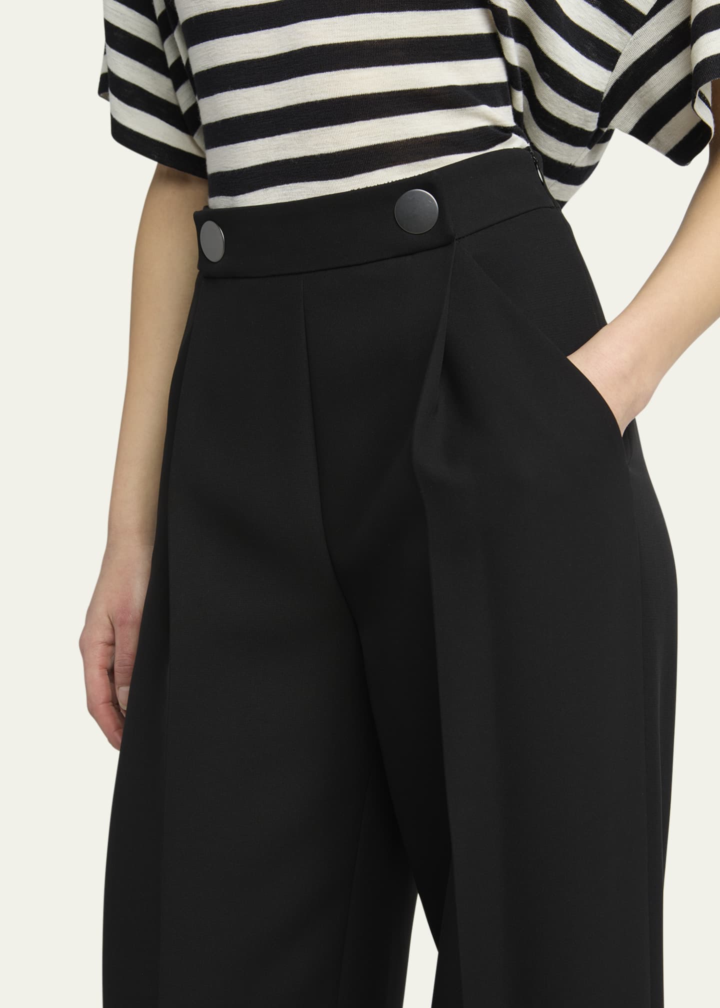 Giorgio Armani Pleated Wide-Leg Silk Cady Trousers Image 5 of 5
