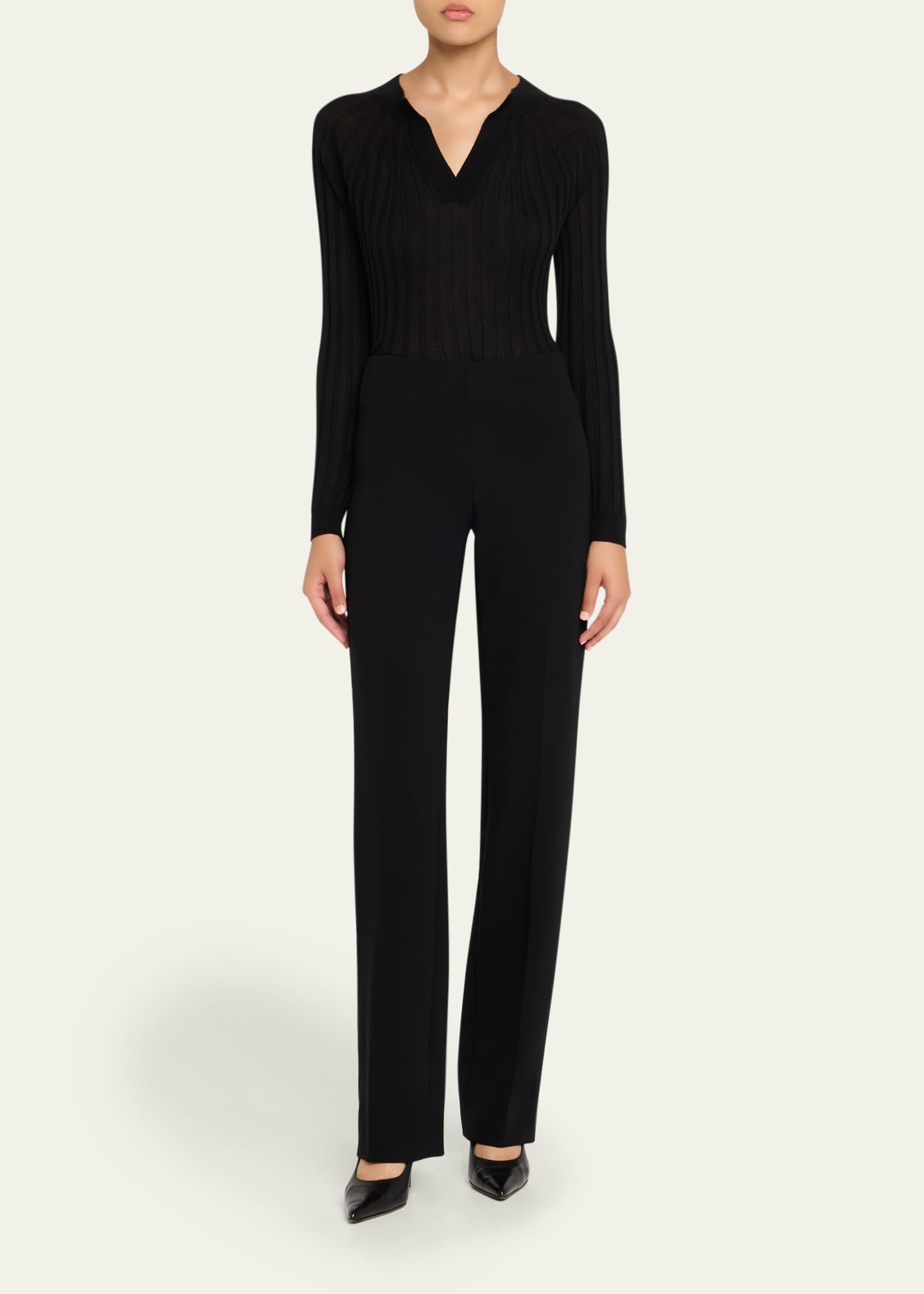 Giorgio Armani Cashmere-Silk Rib Knit Sweater Image 2 of 5