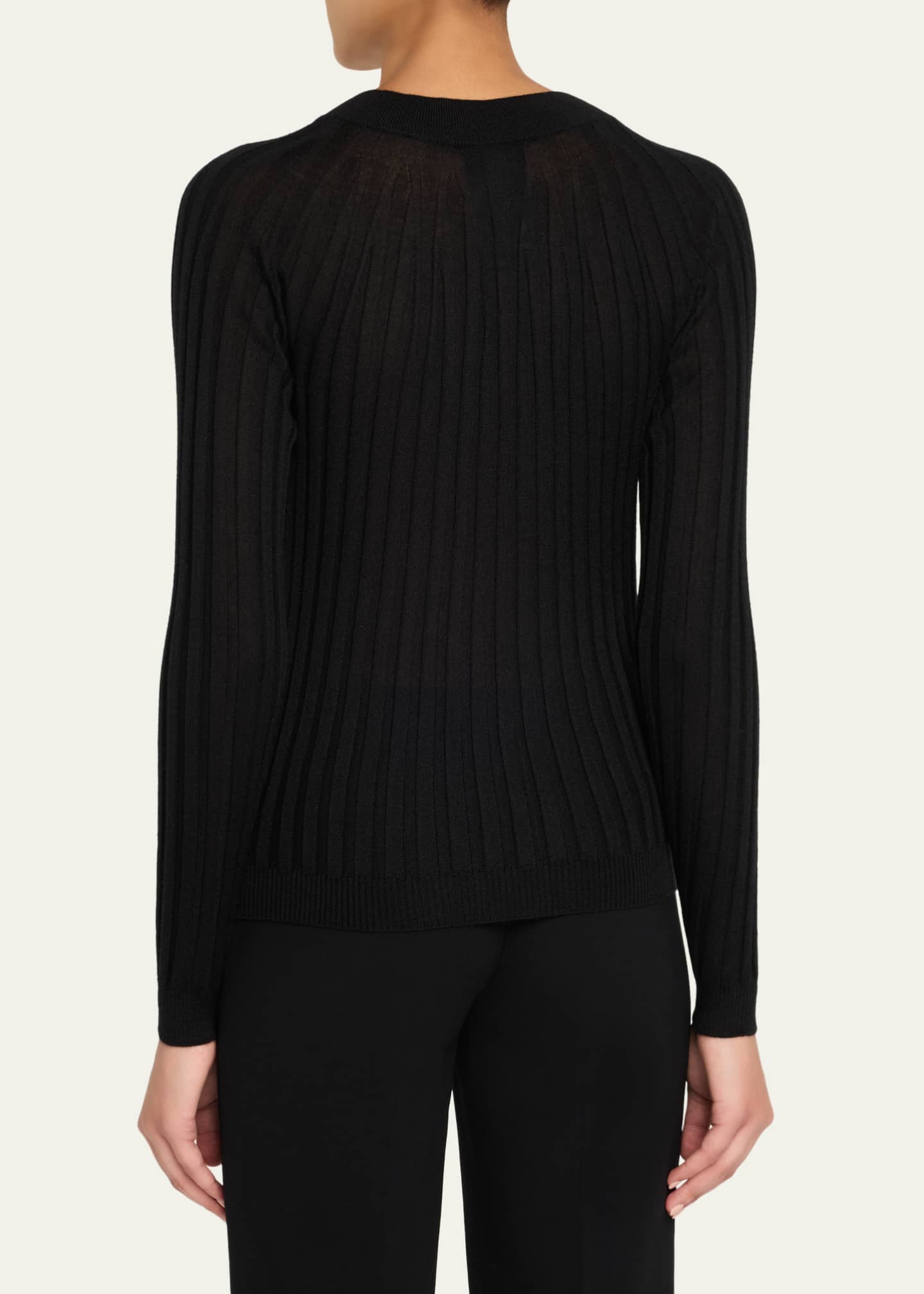 Giorgio Armani Cashmere-Silk Rib Knit Sweater Image 3 of 5