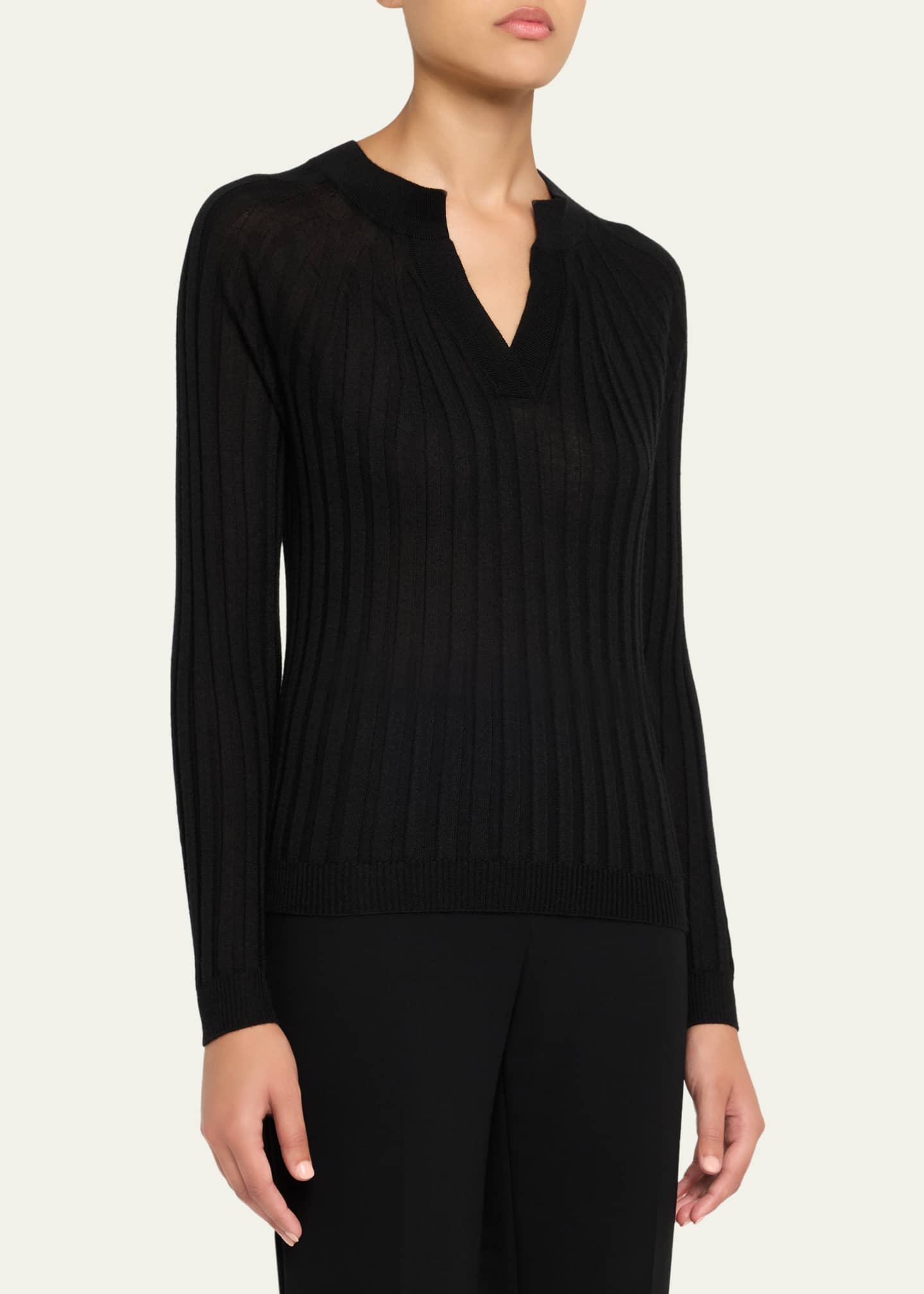 Giorgio Armani Cashmere-Silk Rib Knit Sweater Image 4 of 5