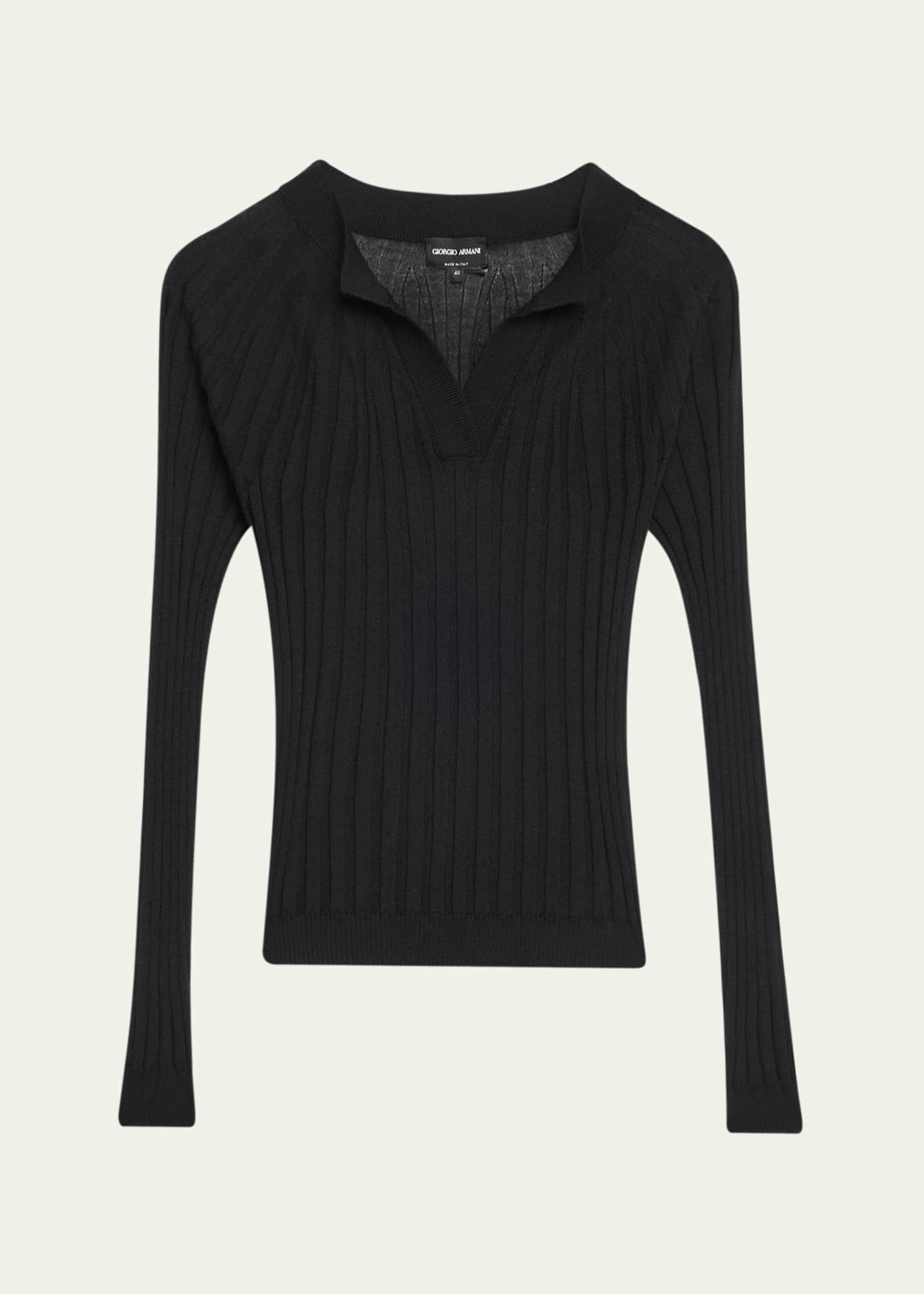 Giorgio Armani Cashmere-Silk Rib Knit Sweater Image 1 of 5