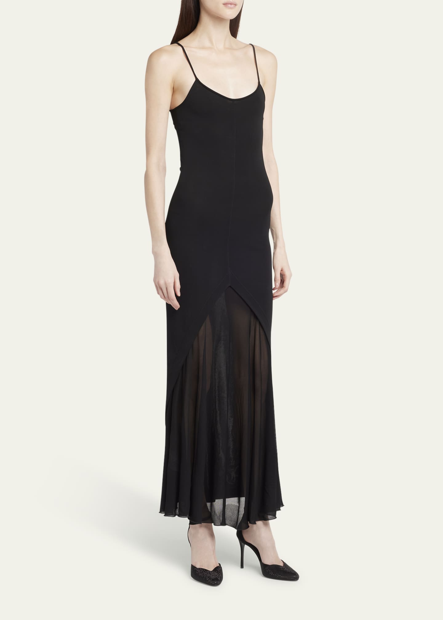 Giorgio Armani Sheer Skirt Panel Jersey Dress Image 4 of 5