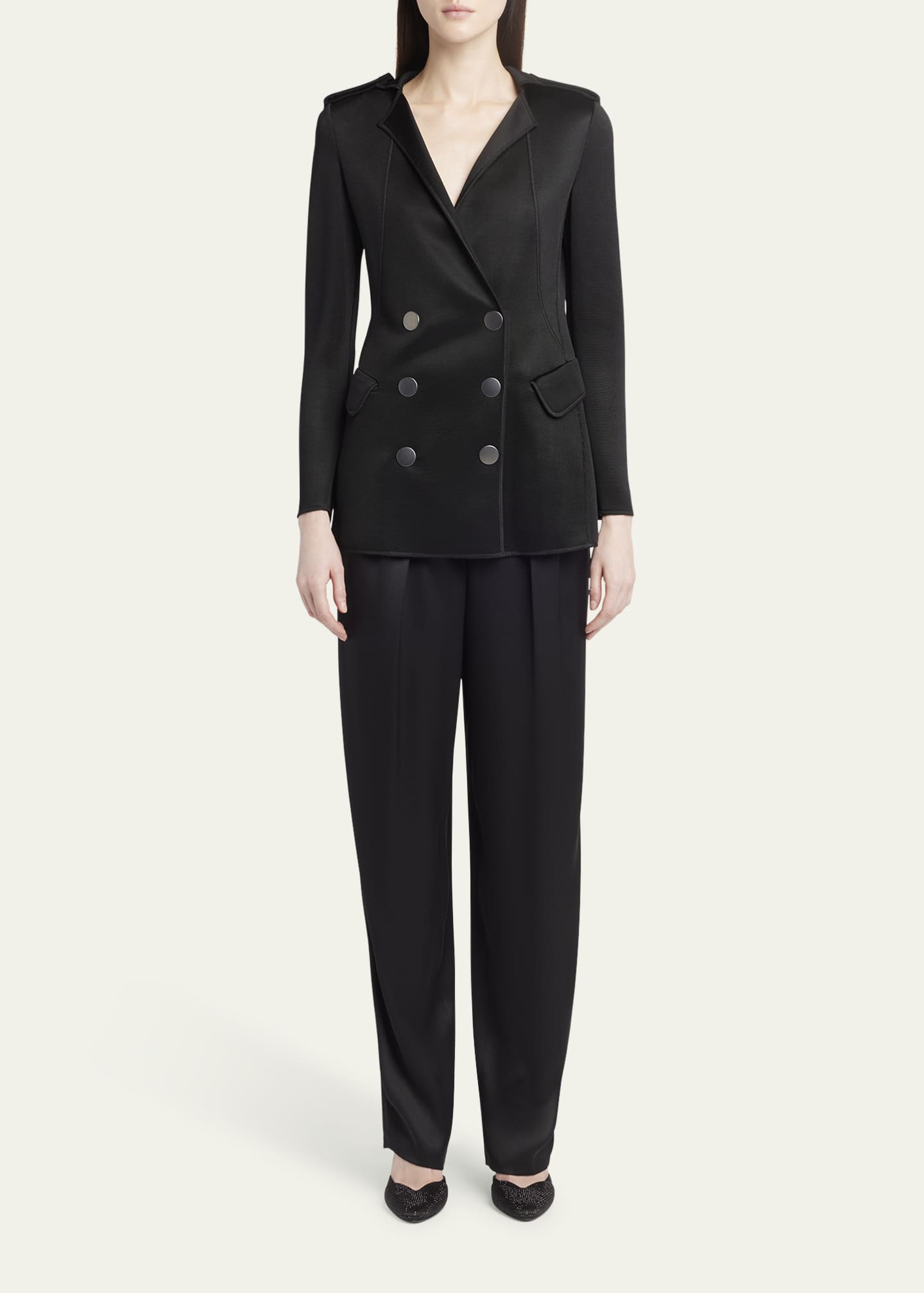 Giorgio Armani Double-Breasted Viscose Jersey Blazer Image 2 of 5