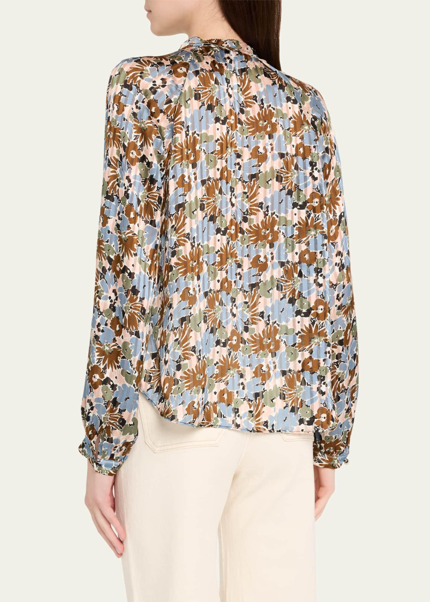 Linds Floral Silk Blouse - Thumbnail 3