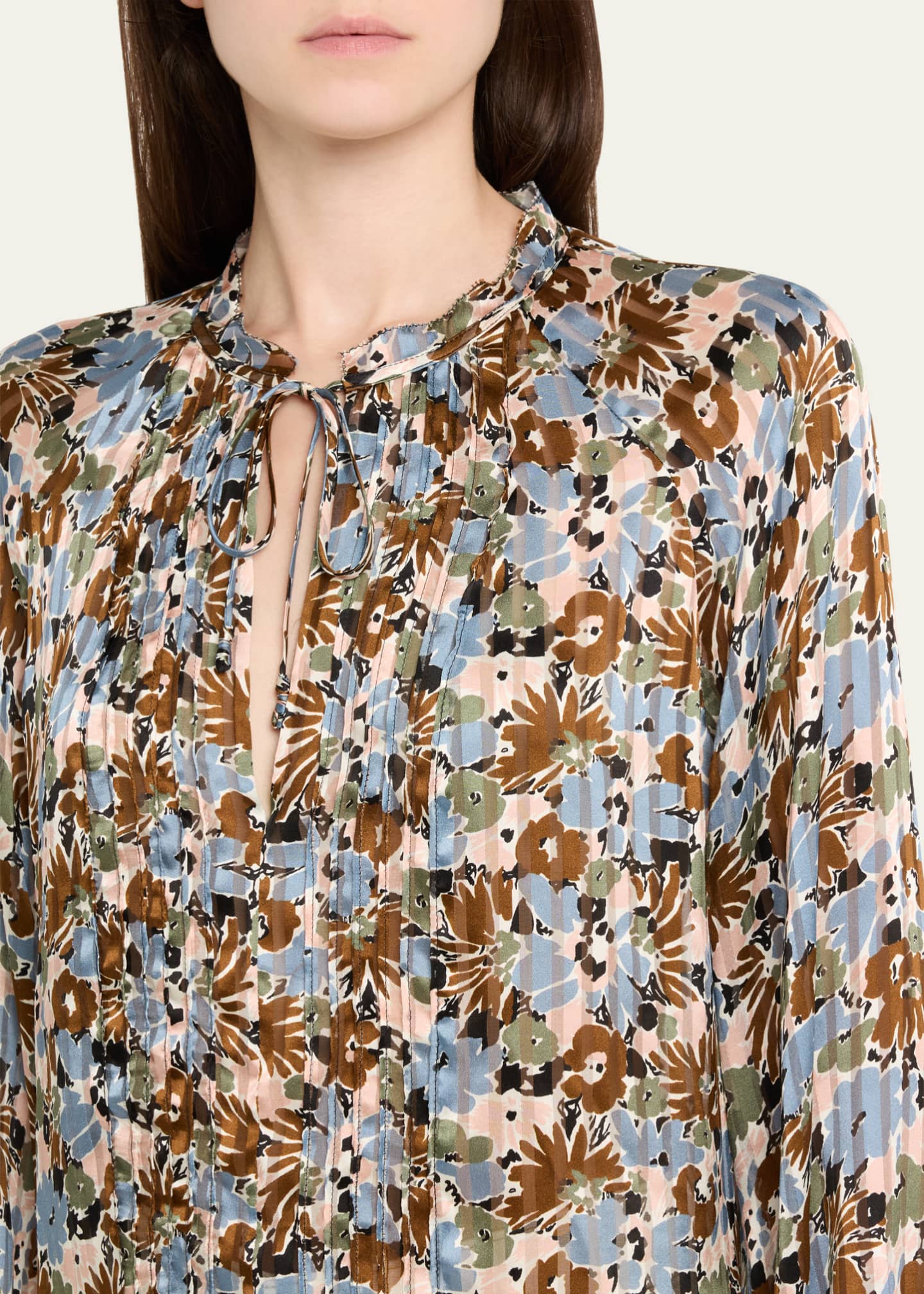 Linds Floral Silk Blouse - Thumbnail 5