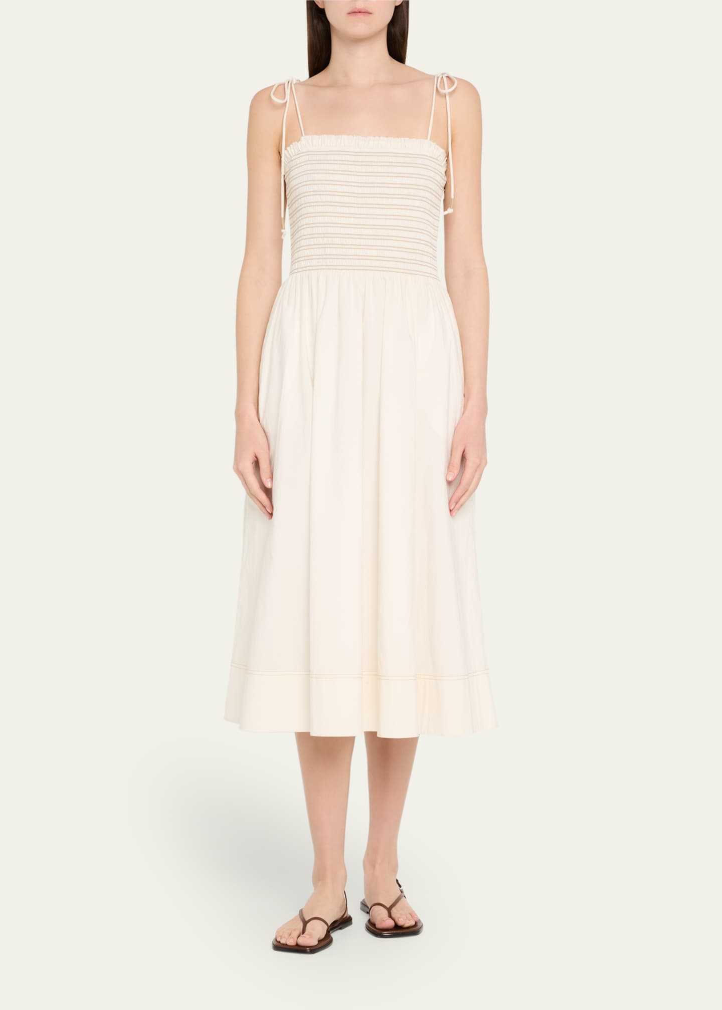 Veronica Beard Kaela Smocked A-Line Midi Dress Image 2 of 5