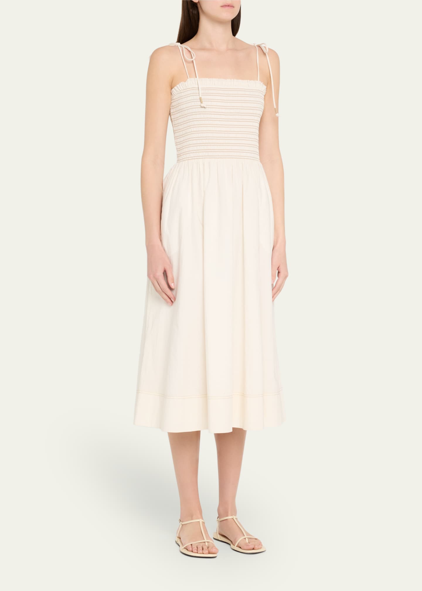 Veronica Beard Kaela Smocked A-Line Midi Dress Image 4 of 5