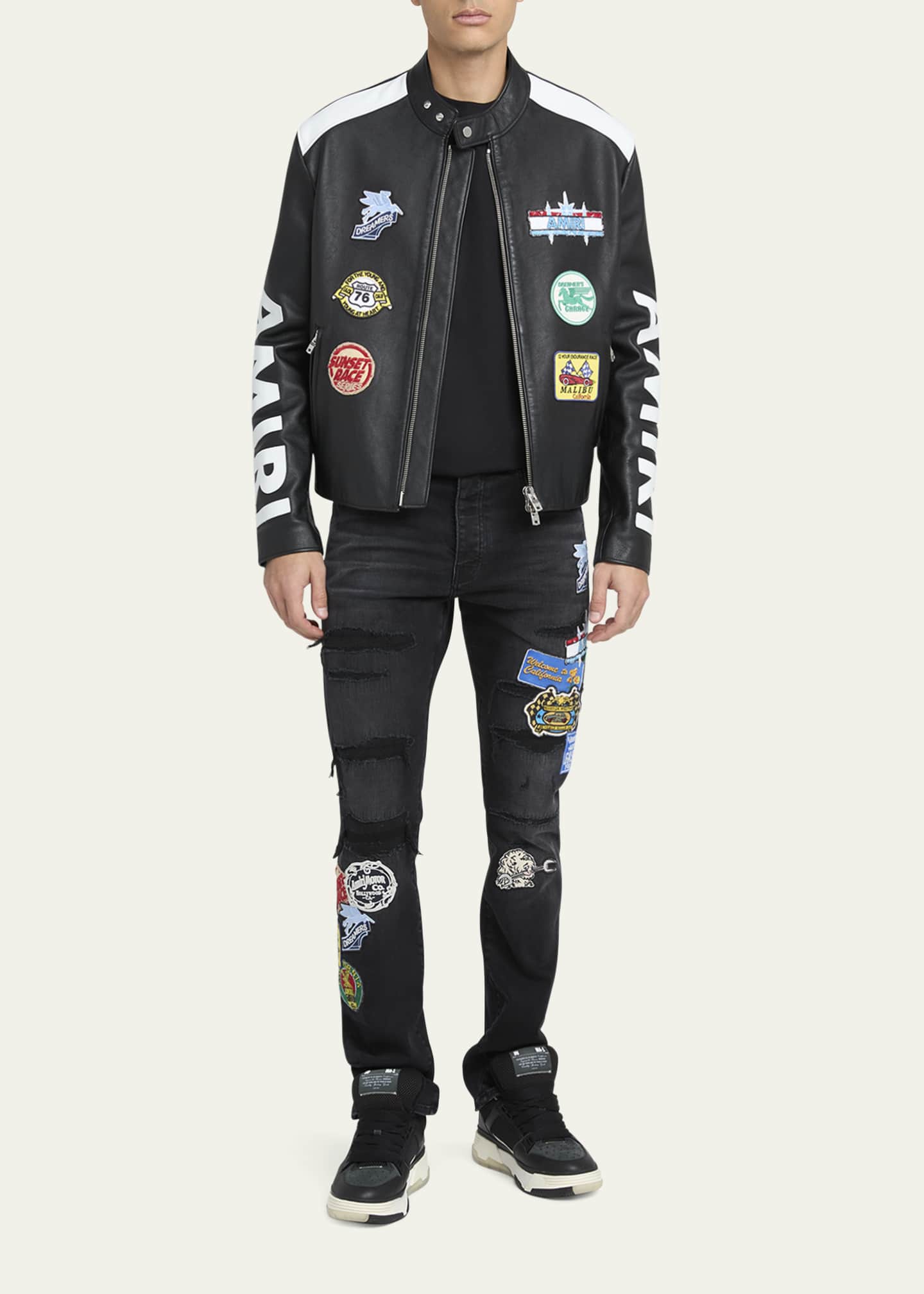 Amiri Men's Patchwork Slim-Fit Distressed Jeans Image 2 of 5