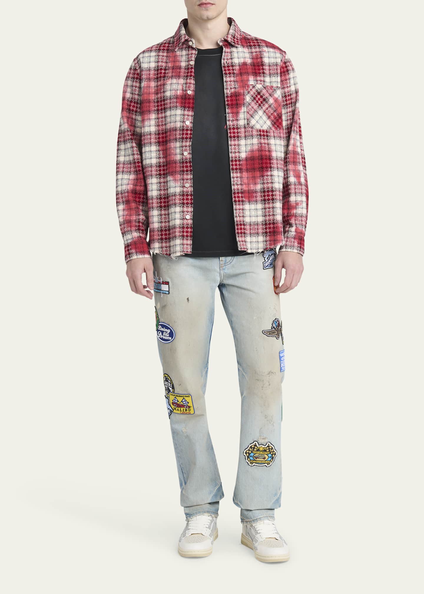 関税送料込み■Amiri■Ma quad bleached flannel shirt Amiri Men's MA Quad Bleached Plaid Flannel - Bergdorf Goodman