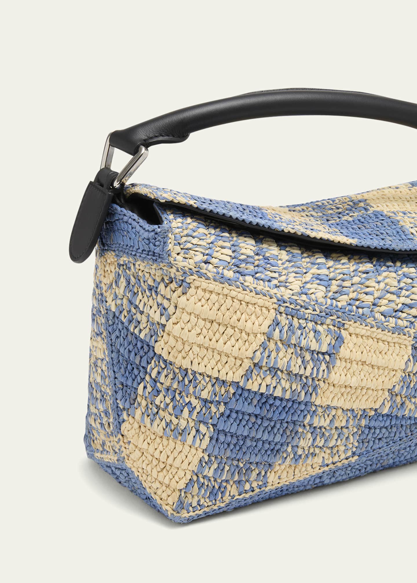 Loewe x Paula’s Ibiza Small Puzzle Edge Shoulder Bag in Gingham Raffia Image 5 of 6