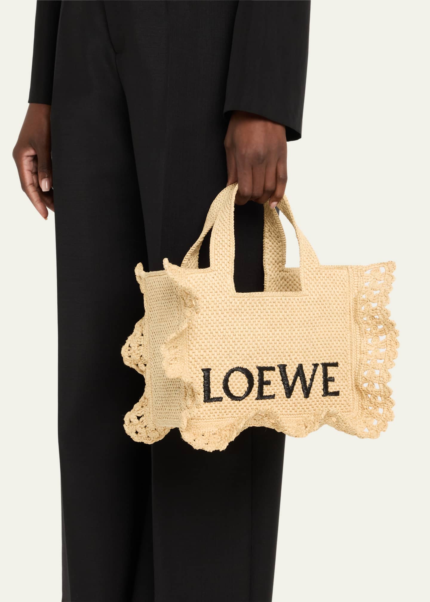 Loewe x Paula’s Ibiza Small Ruffled Tote Bag in Raffia Image 2 of 6