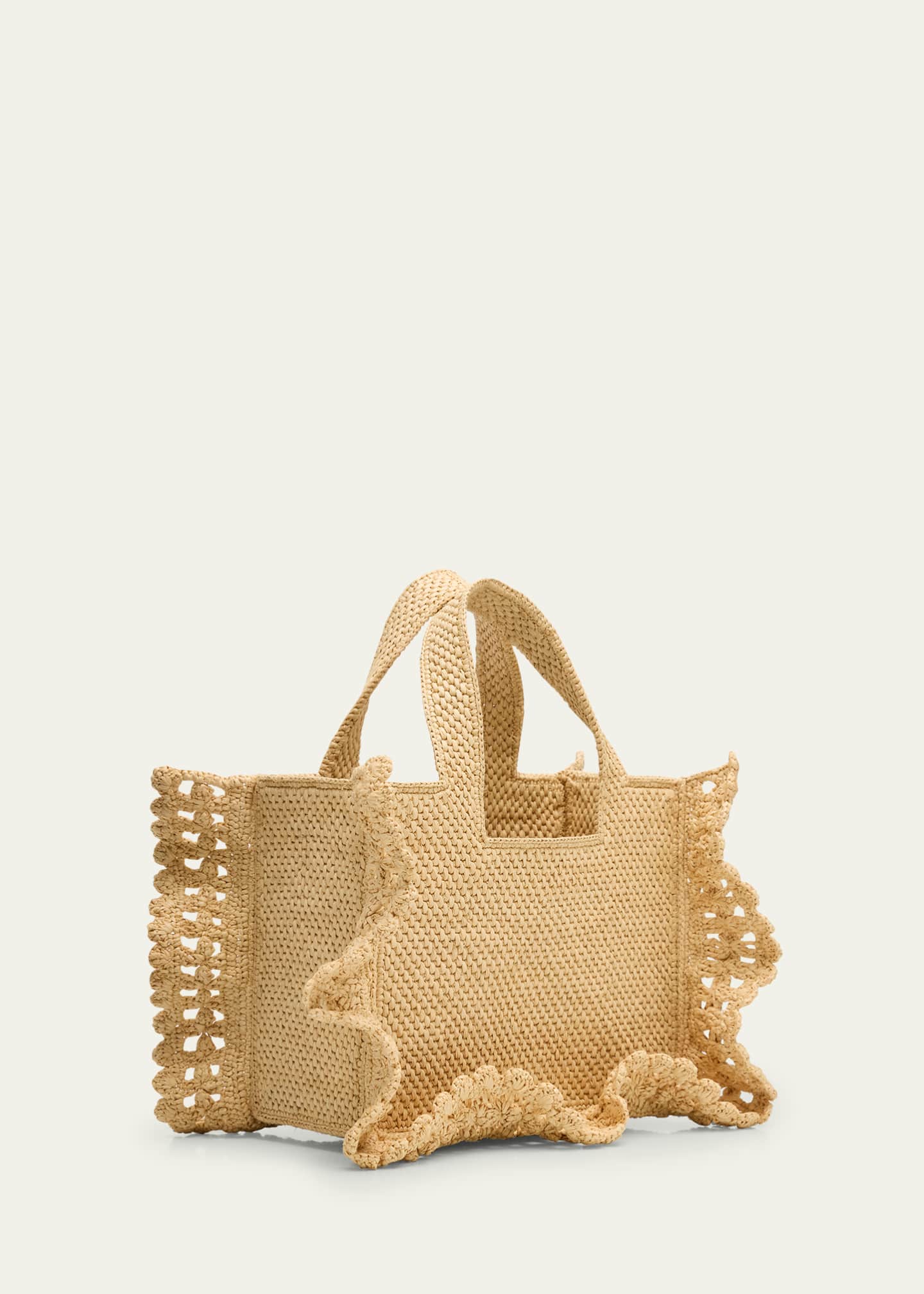 Loewe x Paula’s Ibiza Small Ruffled Tote Bag in Raffia Image 3 of 6