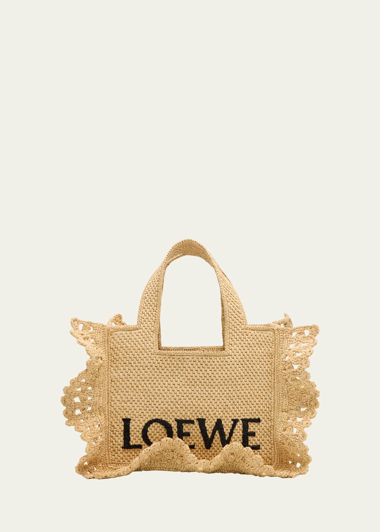 Loewe x Paula’s Ibiza Small Ruffled Tote Bag in Raffia Image 1 of 6