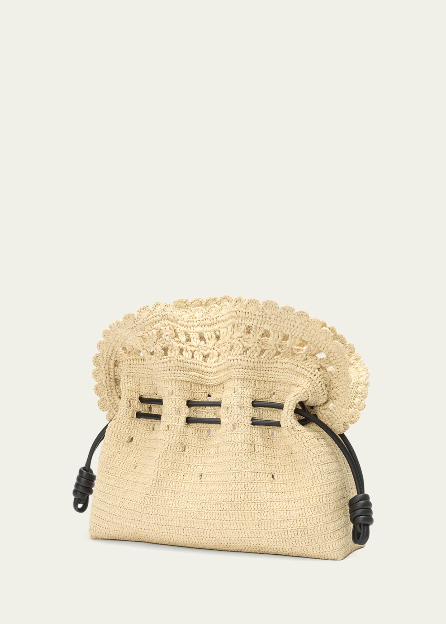 Loewe x Paula’s Ibiza Flamenco Medium Ruffled Clutch Bag in Raffia Image 3 of 6