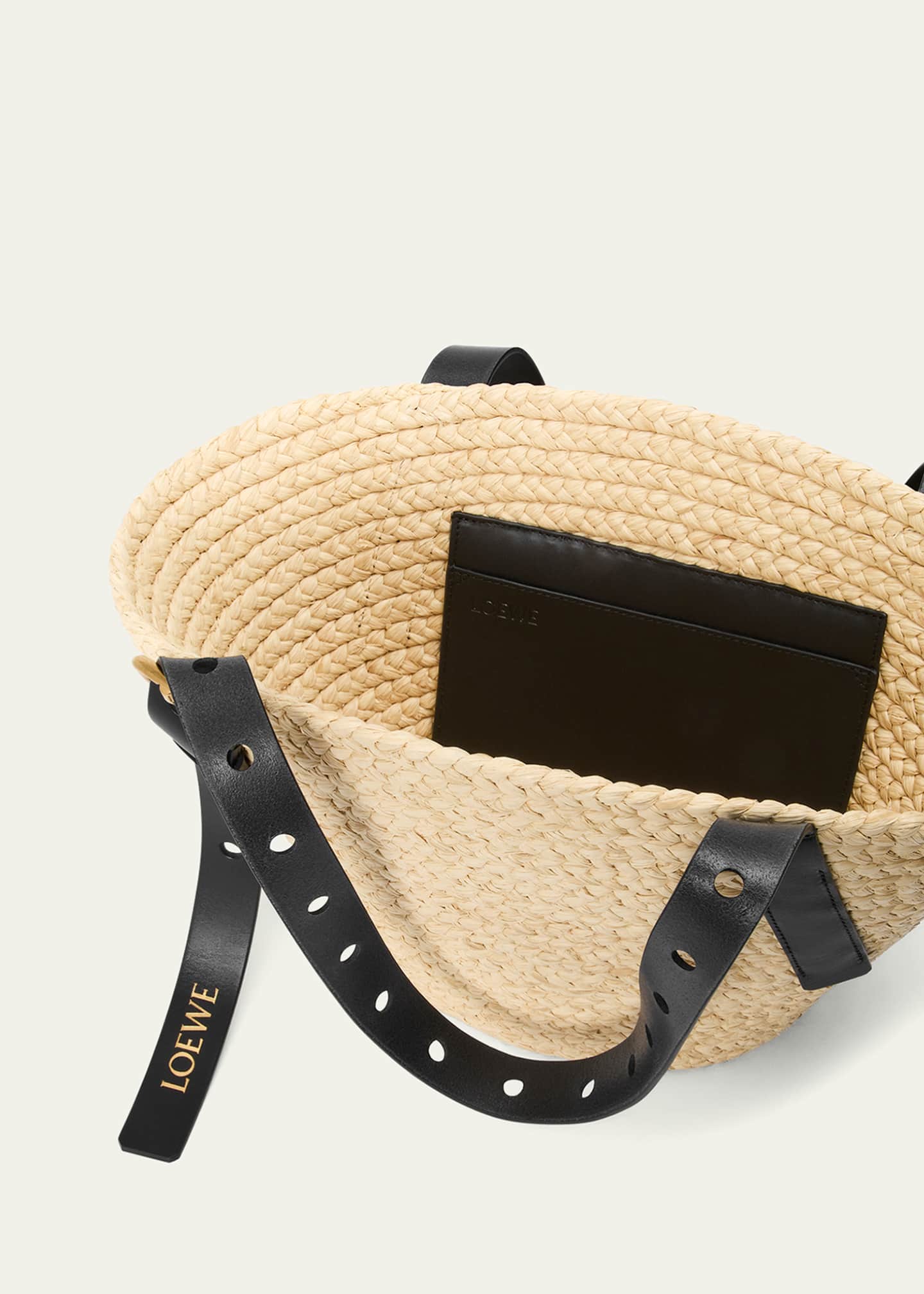 Loewe x Paula’s Ibiza Punch Hole Small Basket Shoulder Bag in Raffia Image 4 of 6