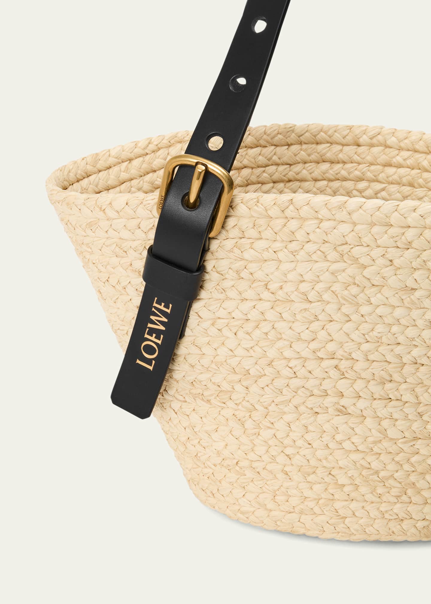Loewe x Paula’s Ibiza Punch Hole Small Basket Shoulder Bag in Raffia Image 6 of 6