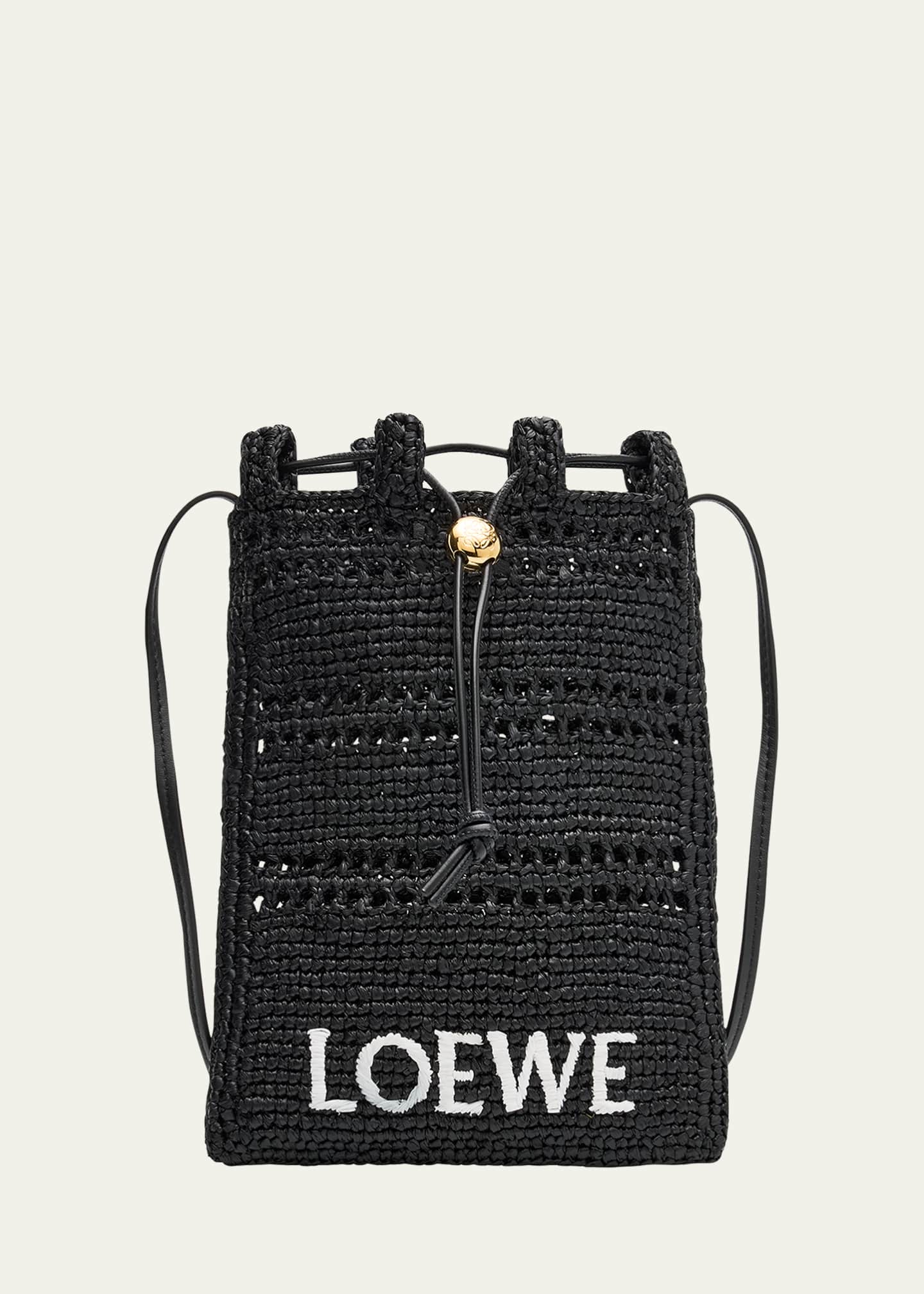 Loewe x Paula’s Ibiza Drawstring Pocket Crossbody Bag in Raffia Image 1 of 7
