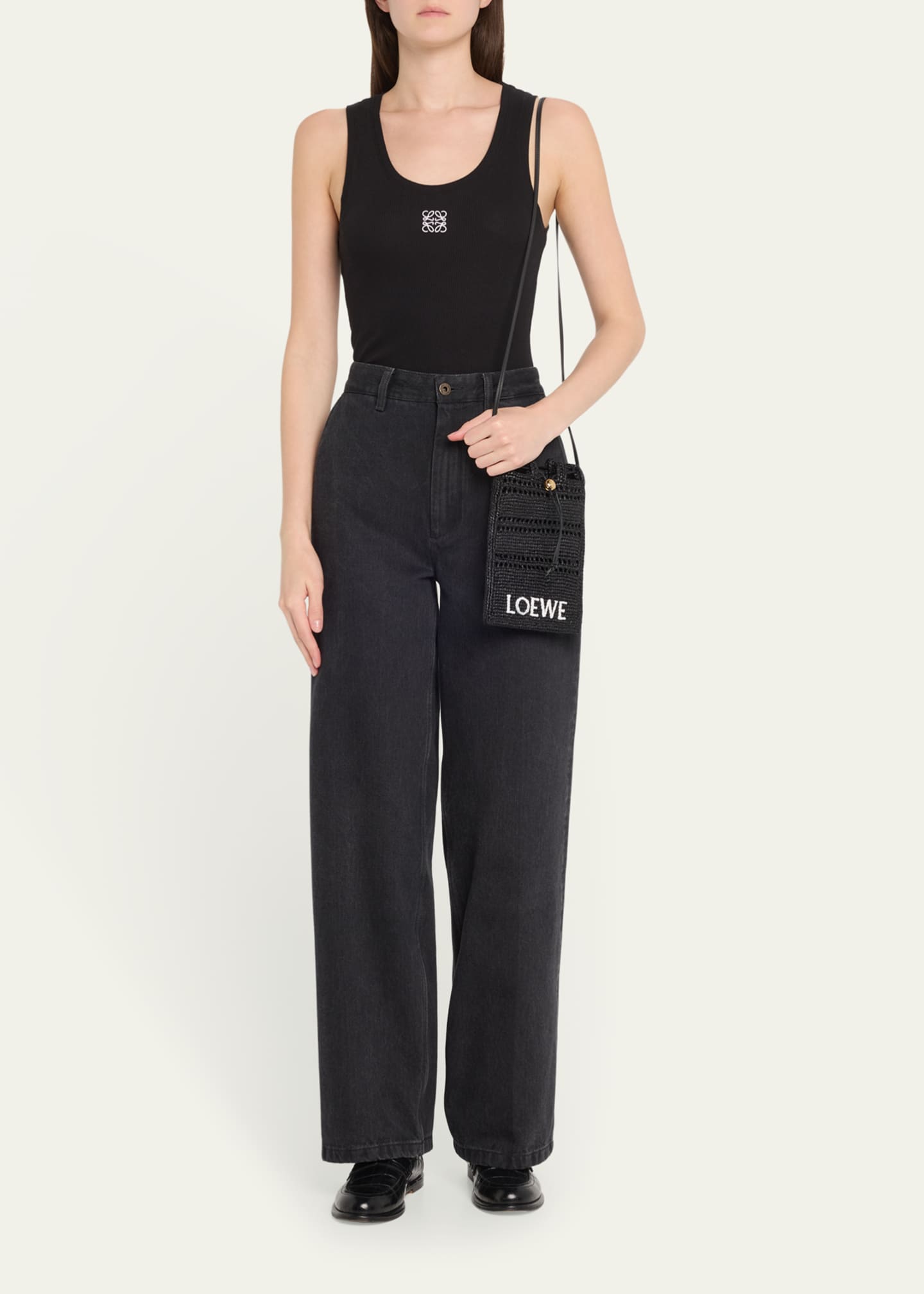 Loewe x Paula’s Ibiza Drawstring Pocket Crossbody Bag in Raffia Image 5 of 7