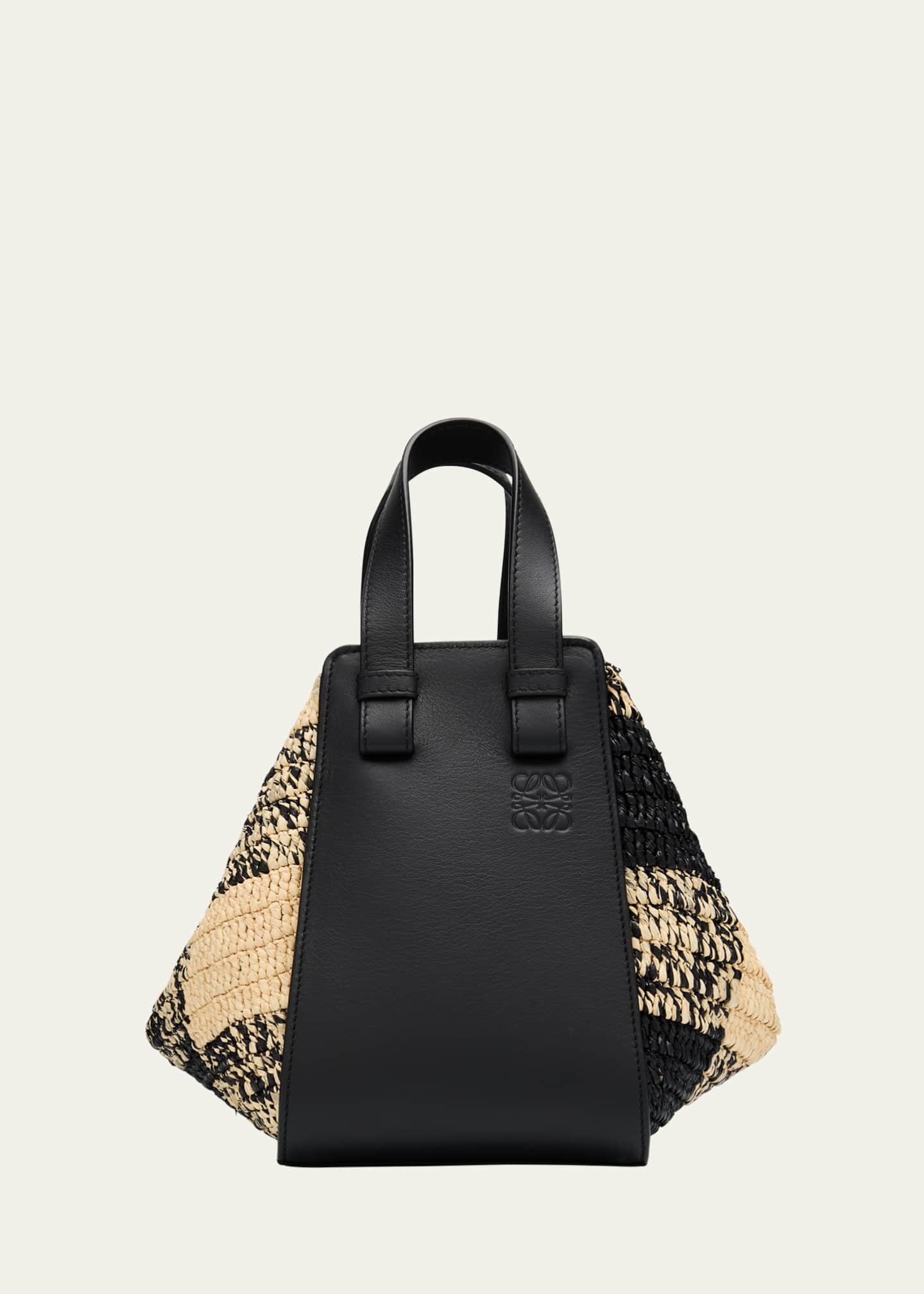 Loewe x Paula’s Ibiza Hammock Top-Handle Bag in Gingham Raffia Image 1 of 6
