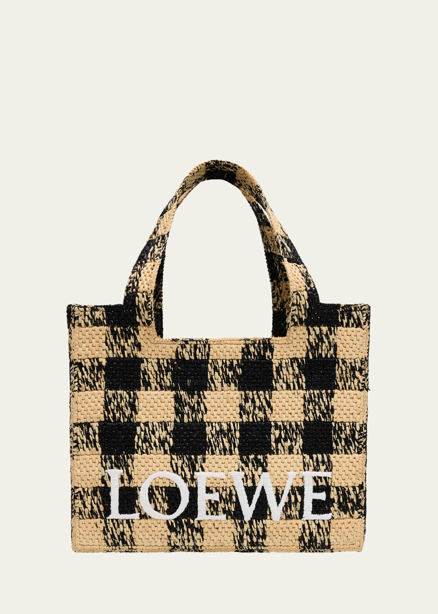 Loewe x Paula’s Ibiza Large Tote Bag in Gingham Raffia Image 1 of 6