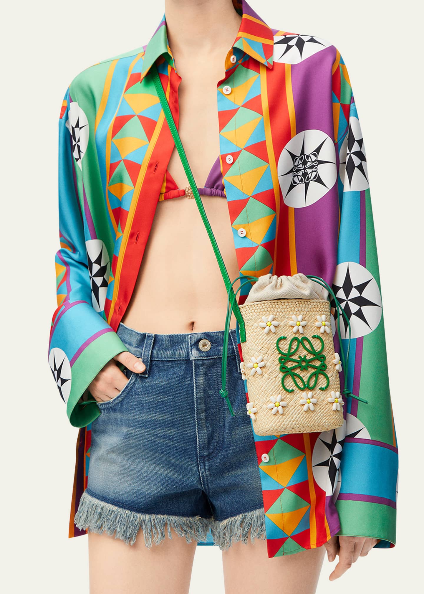 【LOEWE】Paula'sIbizaCotton-Blendキュロット◇アナグラム刺繍 LOEWE + Paula's Ibiza embellished pleated woven skort | NET