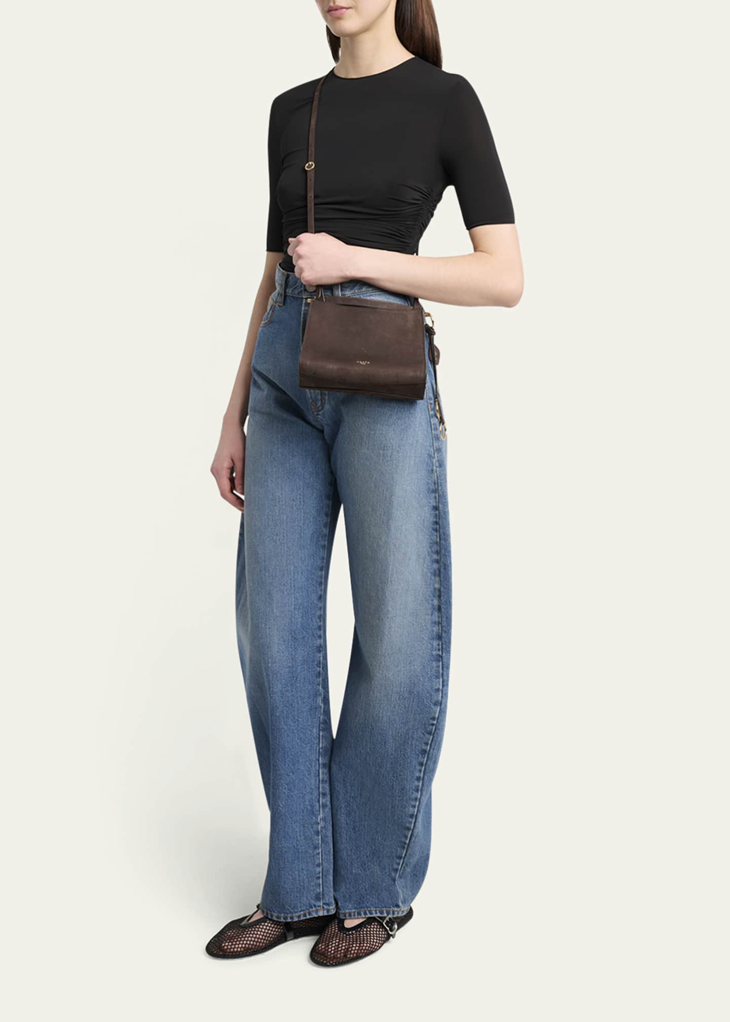 ALAIA Le Click Small Shoulder Bag in Nubuck Leather Image 5 of 6