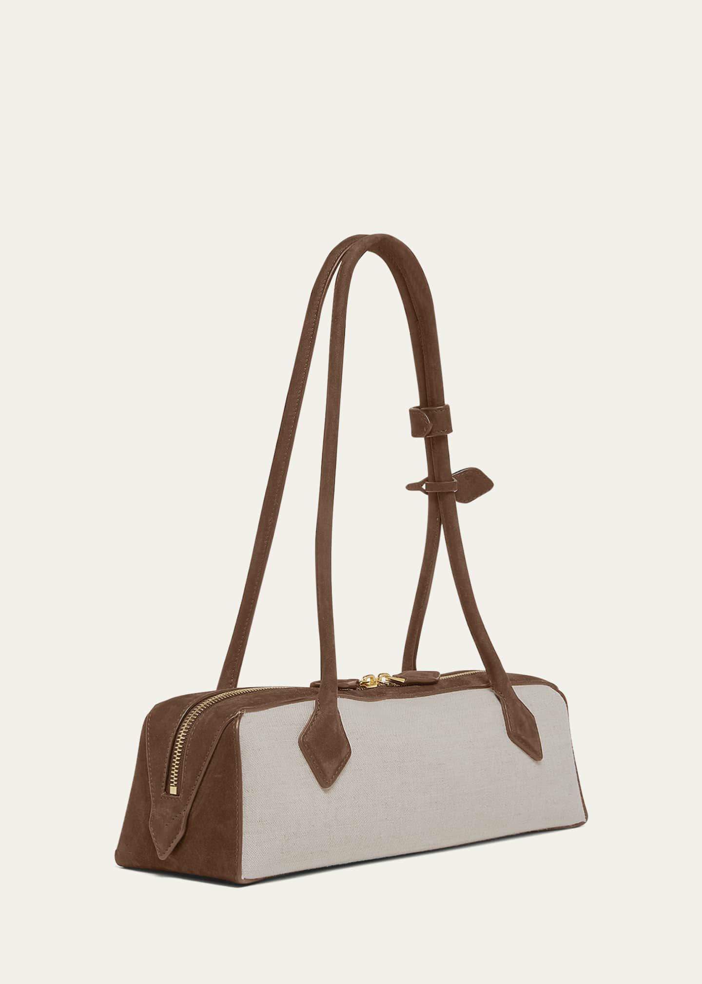 ALAIA Le Teckel Medium Shoulder Bag in Canvas and Leather