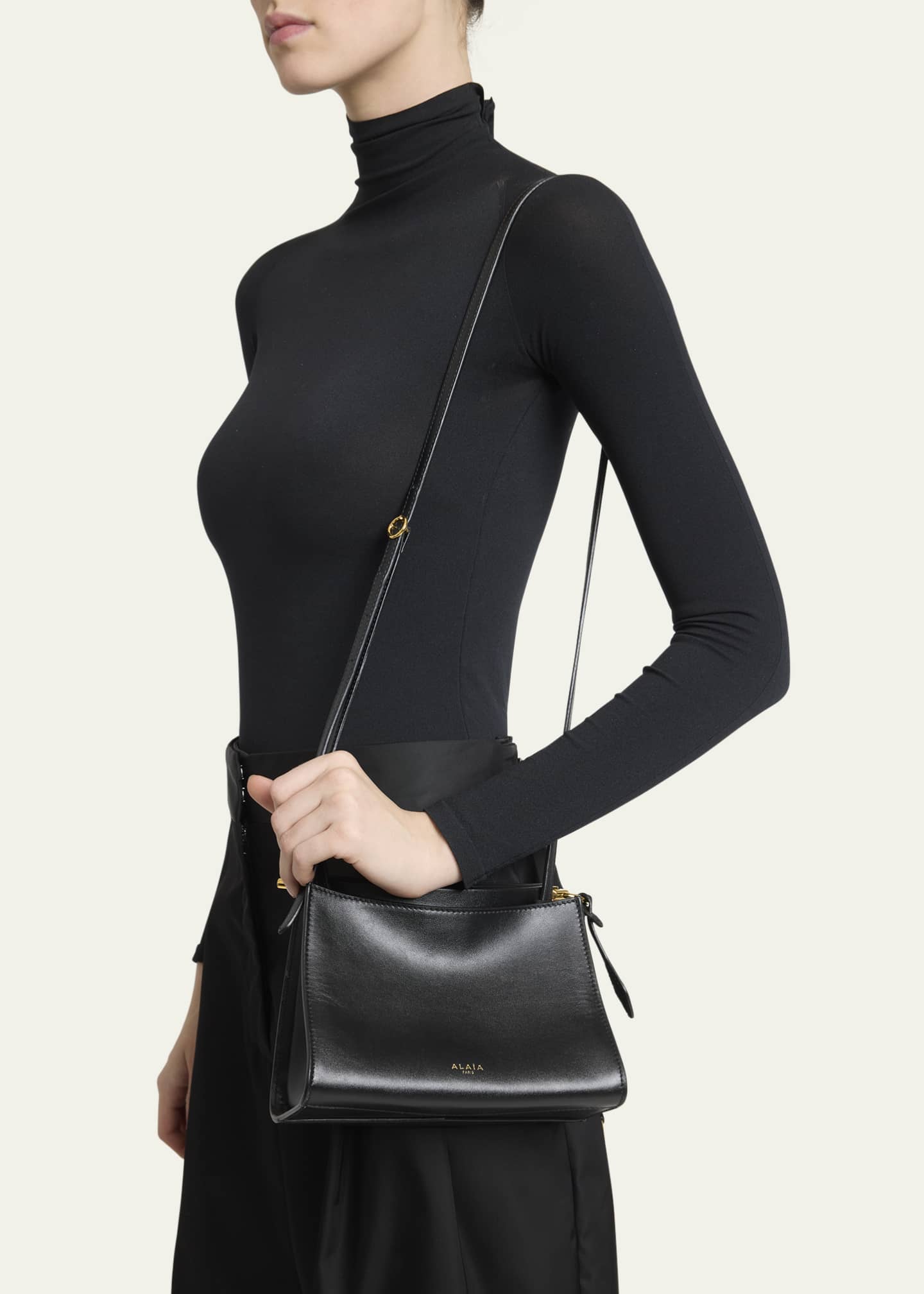 ALAIA Le Click Small Square Shoulder Bag in Glossy Leather Image 2 of 6