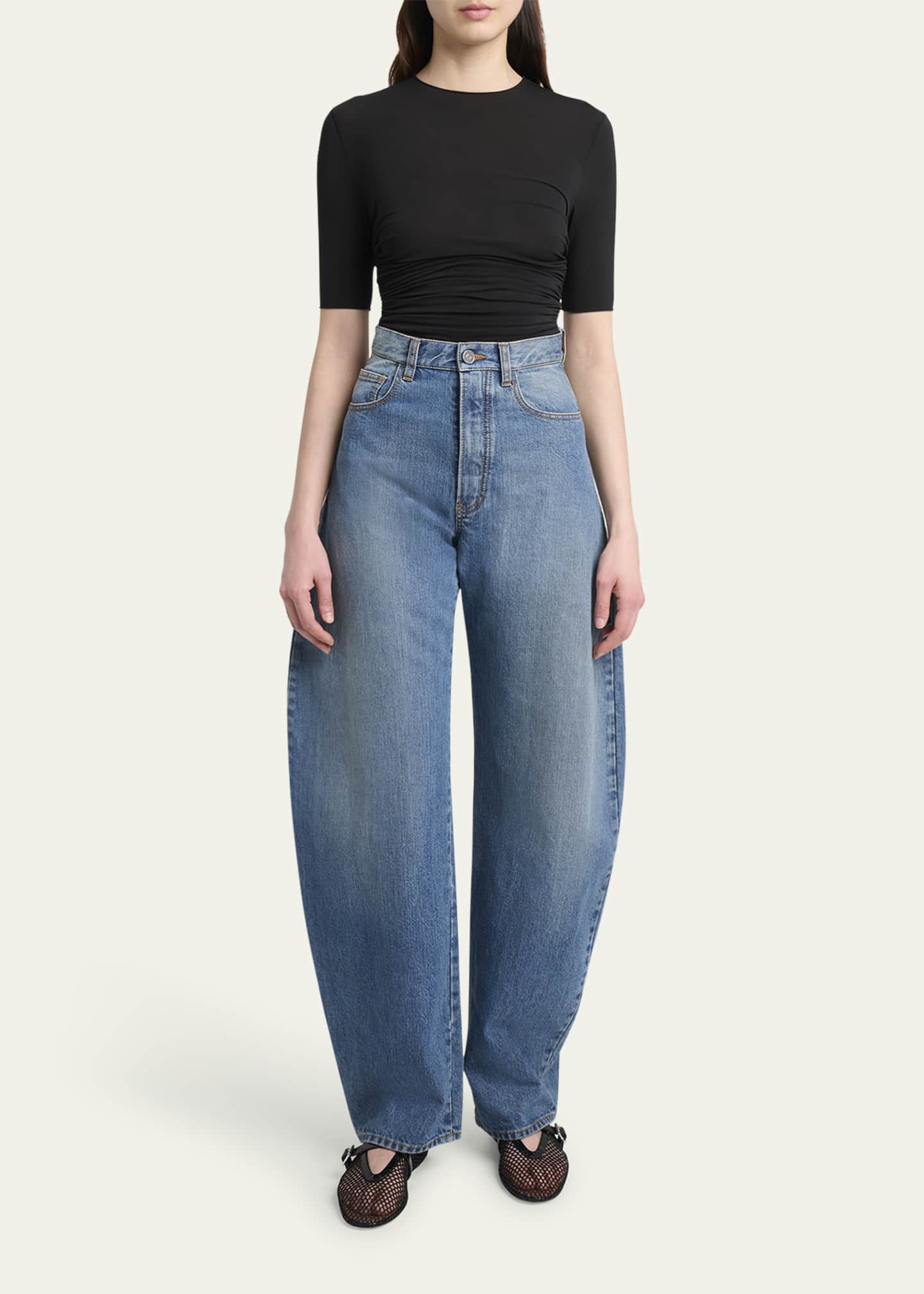 ALAIA Ruched Short-Sleeve Top Image 2 of 5