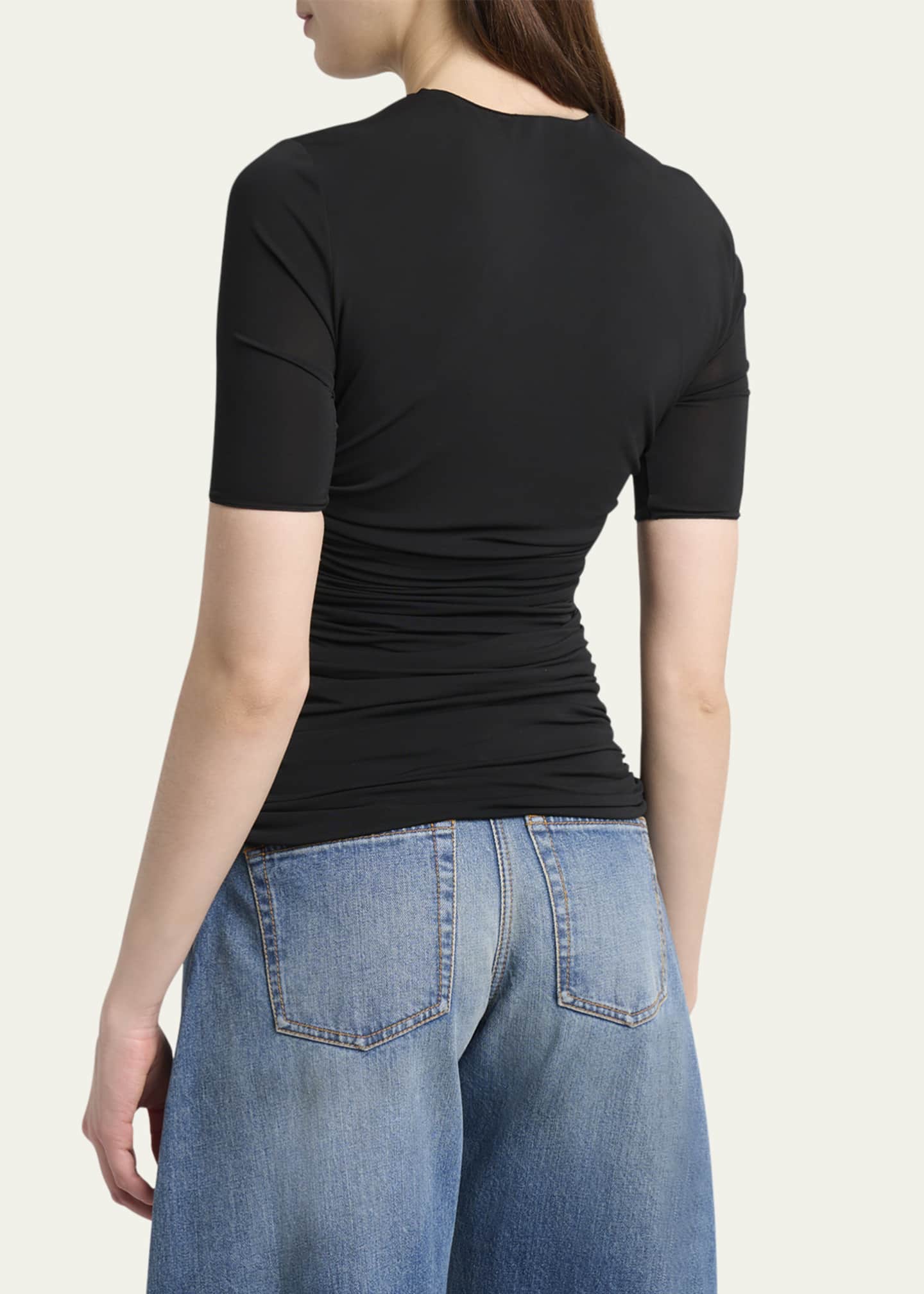 ALAIA Ruched Short-Sleeve Top Image 3 of 5