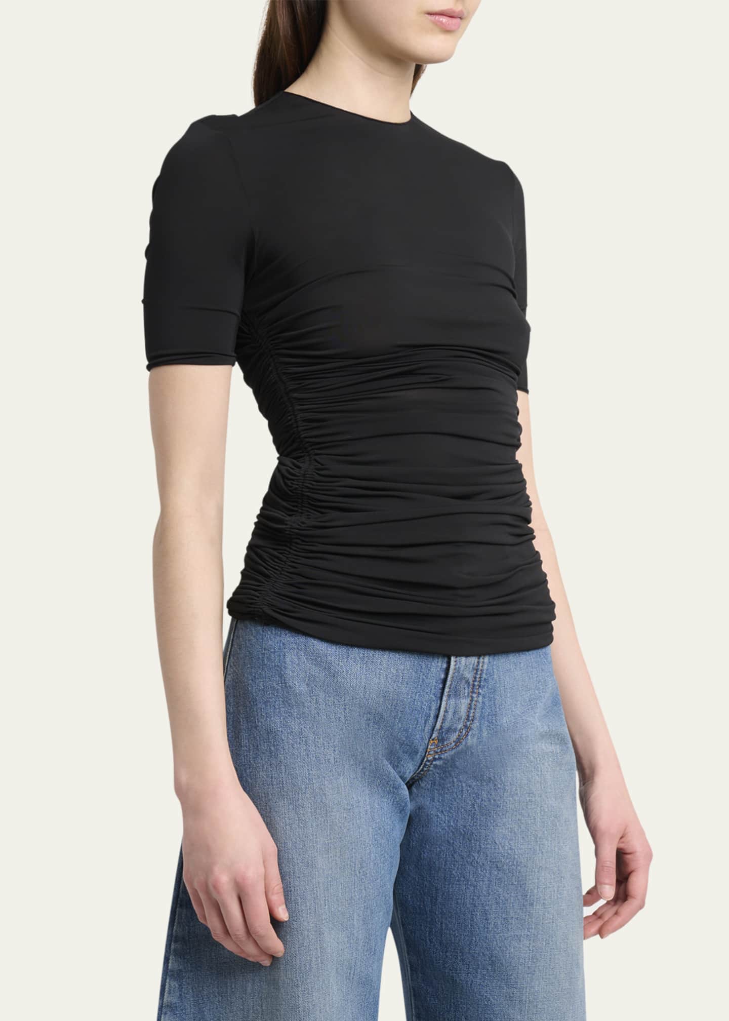 ALAIA Ruched Short-Sleeve Top Image 4 of 5