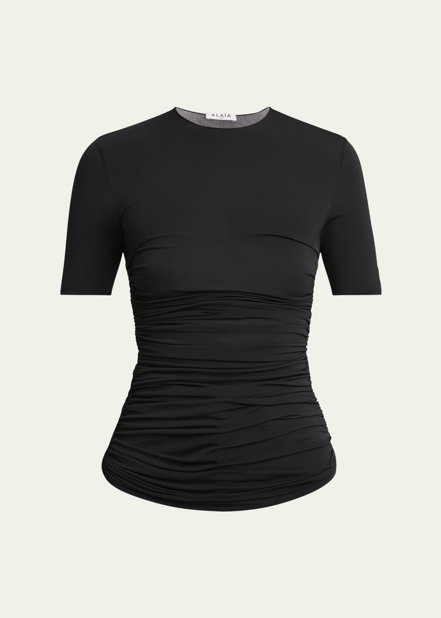 ALAIA Ruched Short-Sleeve Top Image 1 of 5