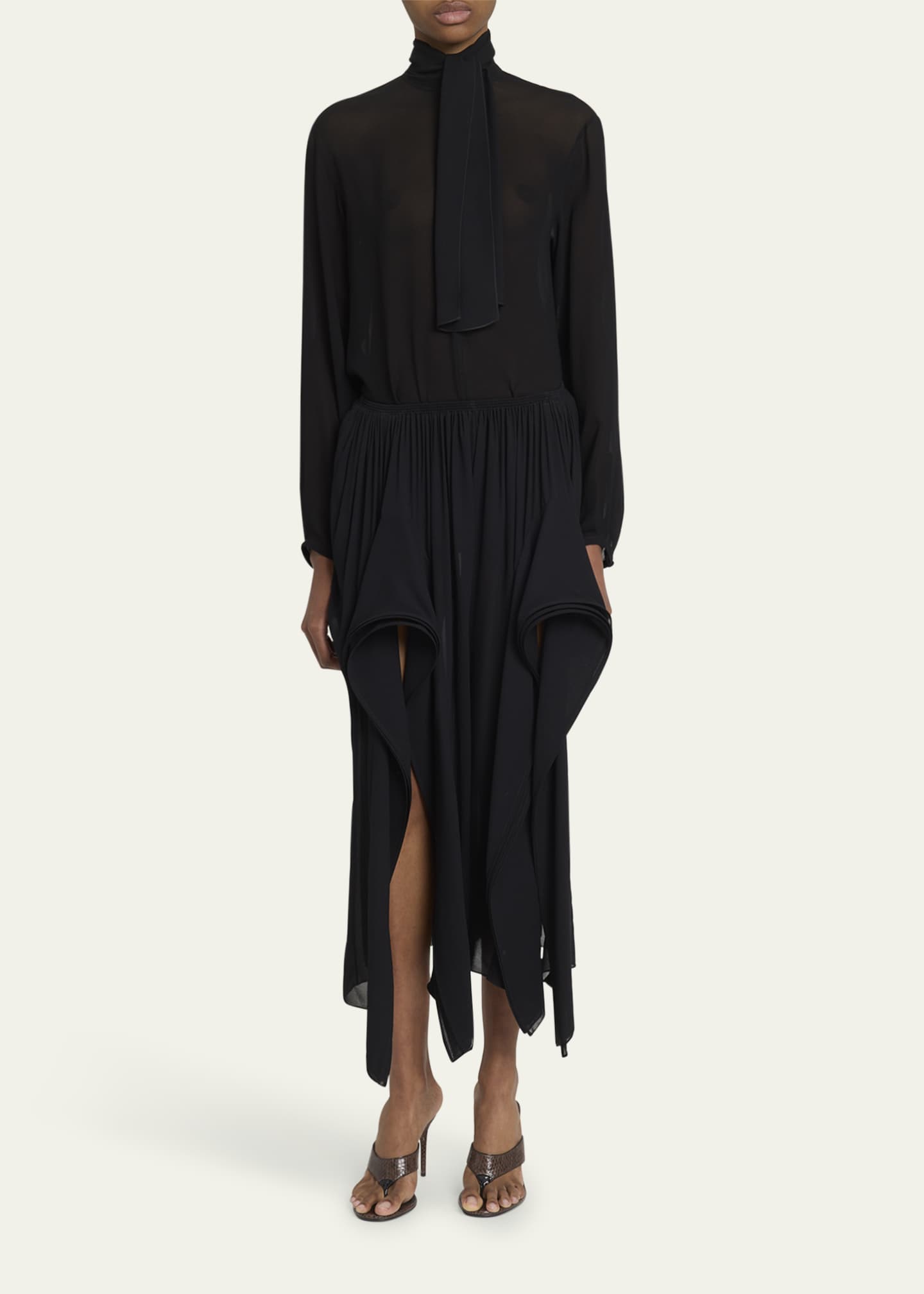 ALAIA Ruffle Slit Pull-On Pants Image 2 of 5