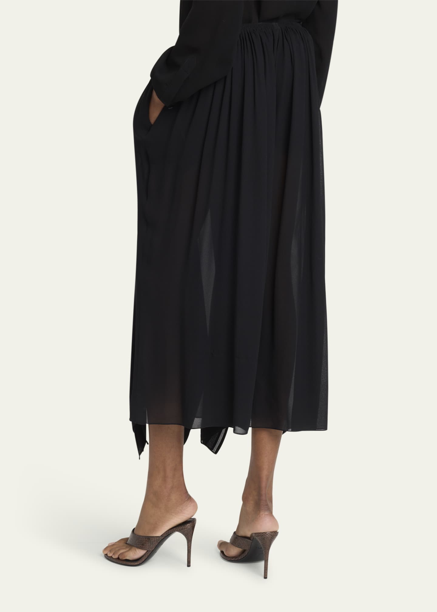 ALAIA Ruffle Slit Pull-On Pants Image 3 of 5